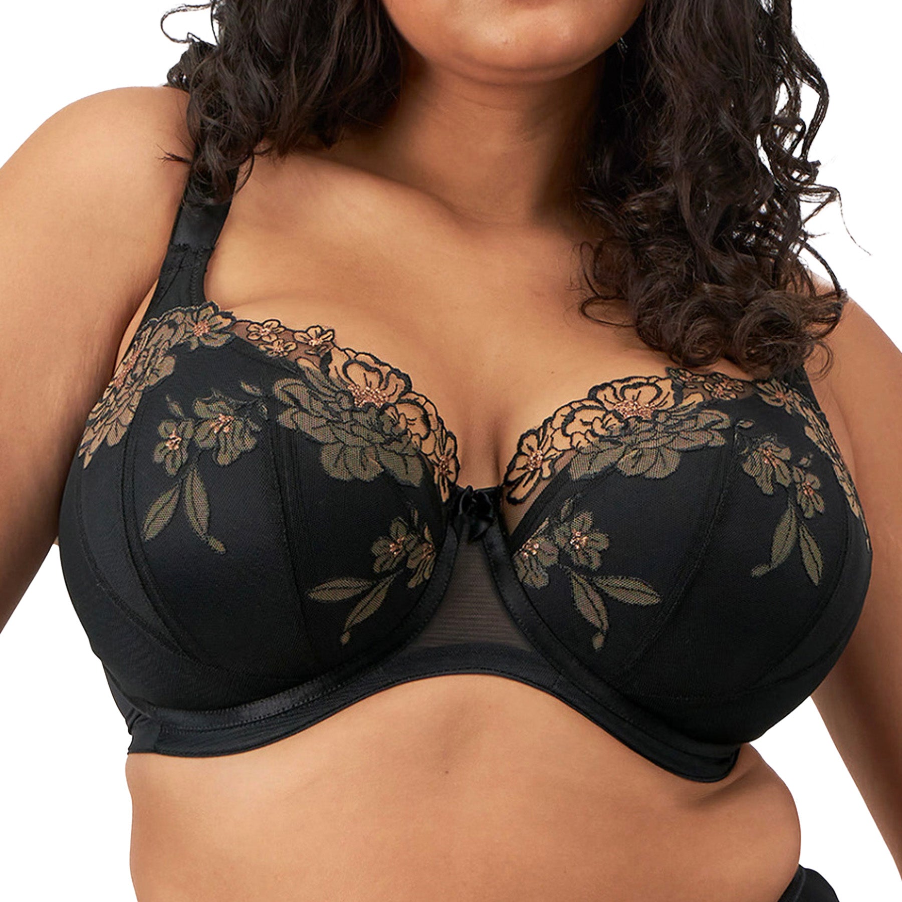 Elomi Teagan Padded Half Cup Bra EL302615 Black/Almond Front