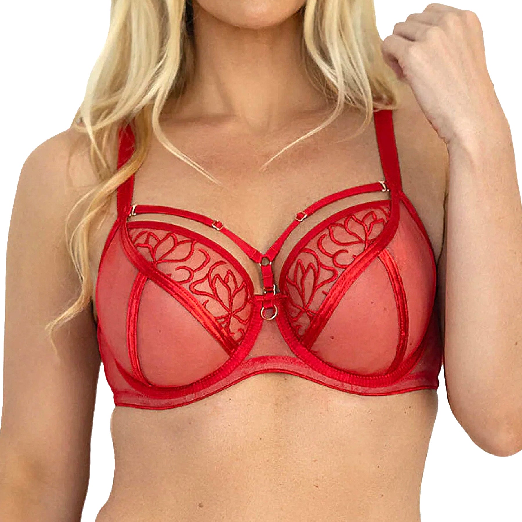 Fit Fully Yours Alexa See-Thru Bra B2151 Hot Red Front