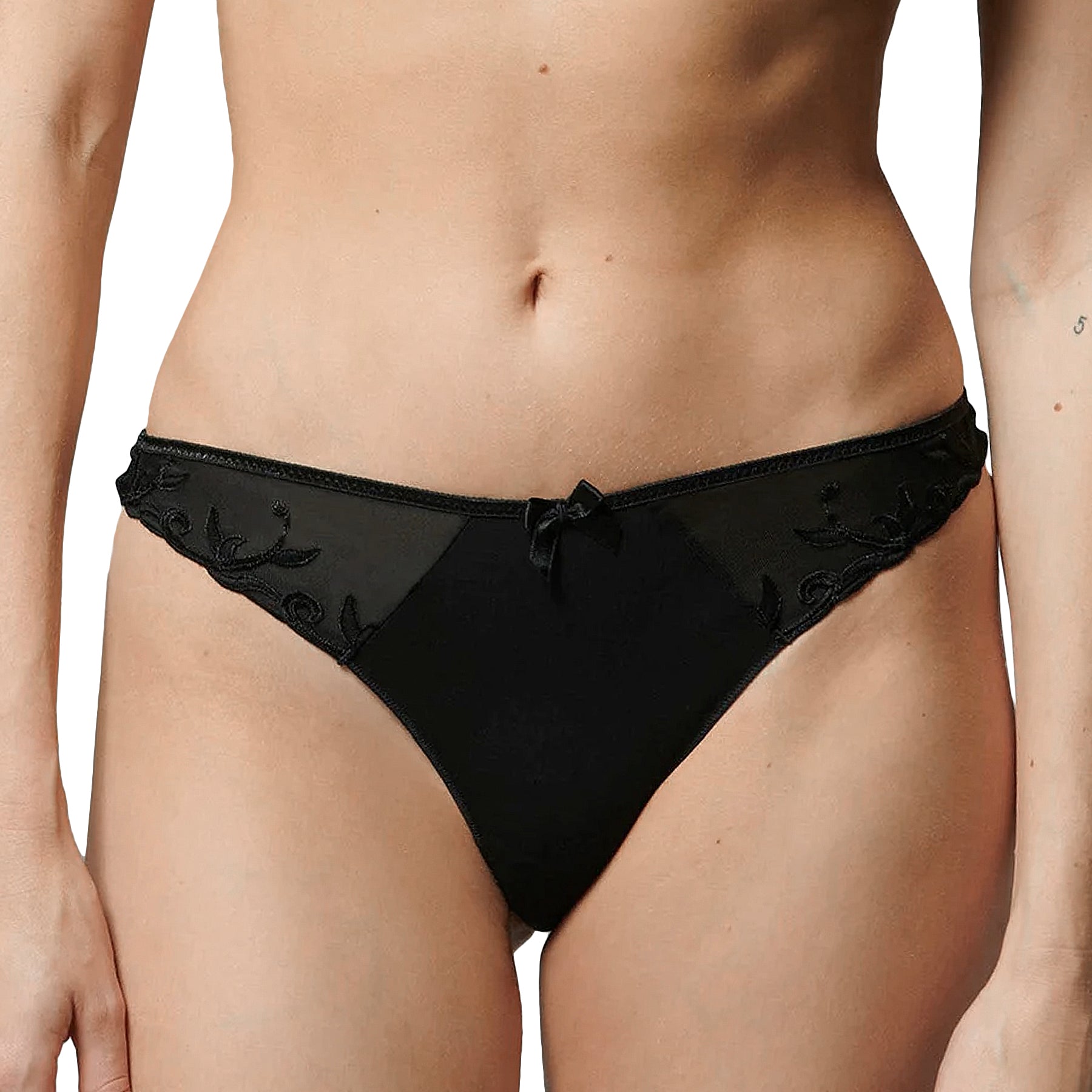 Simone Perele Andora Cotton Thong 131705 Black Front