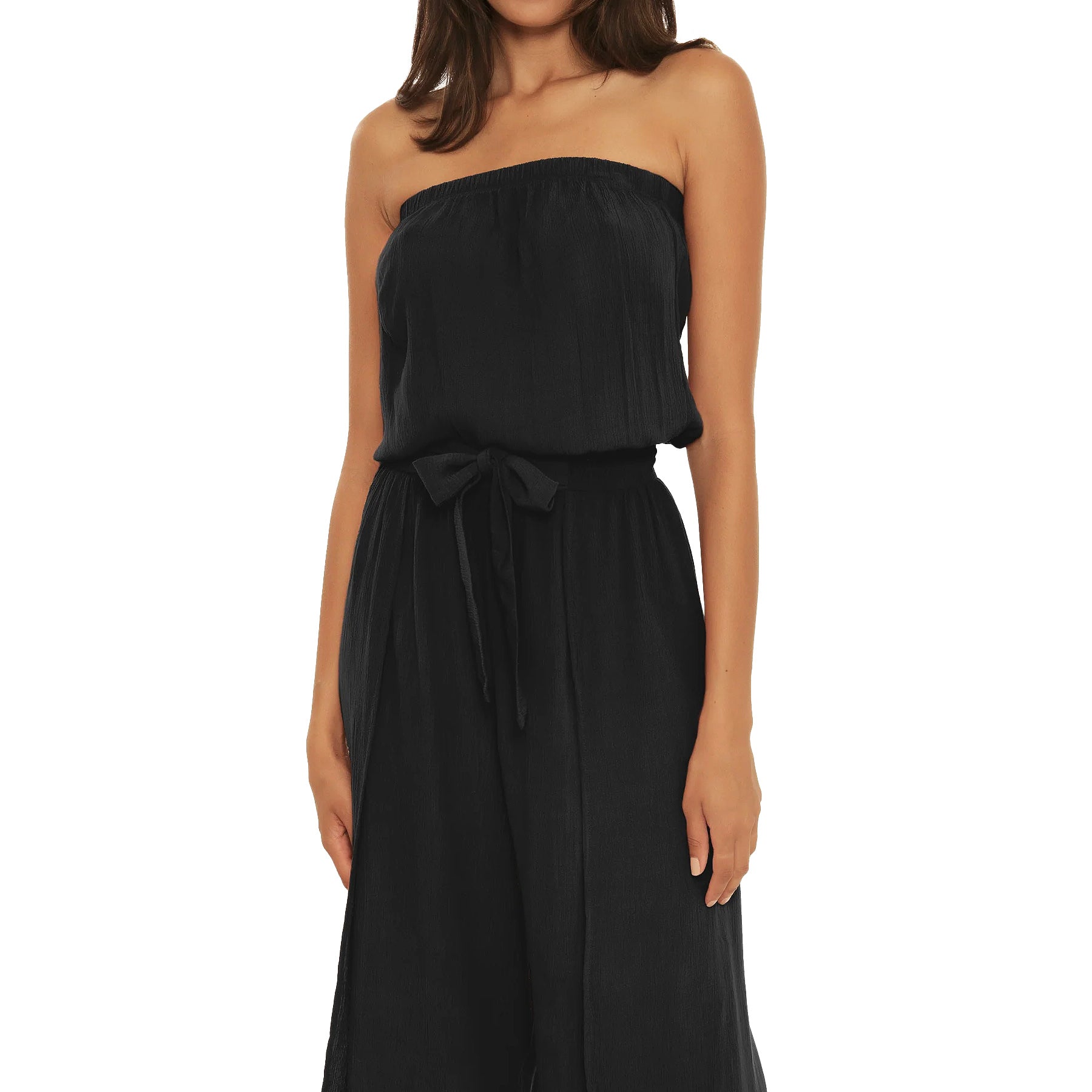 Becca Ponza Crinkle Rayon Jumpsuit 3052571 Black Front Details