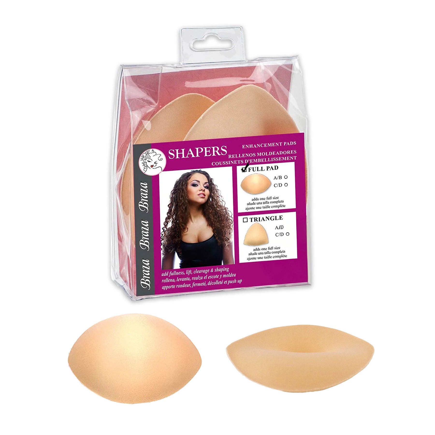 Braza Shapers Foam Breast Enhancement Push Up Pads 2025 Full Pad Beige Front