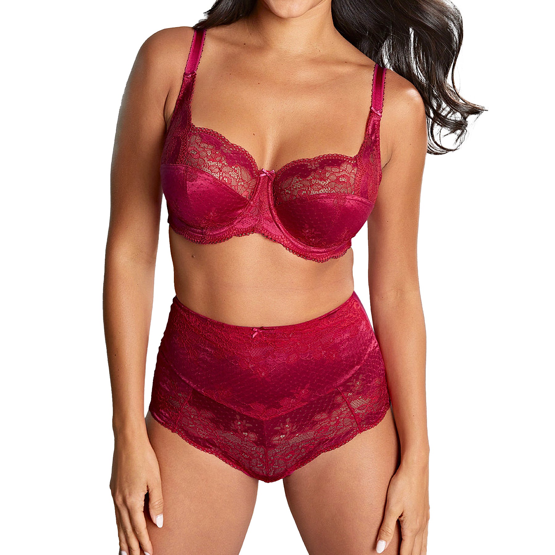 Panache Clara High Waist Brief 7254 Orchid Red Set