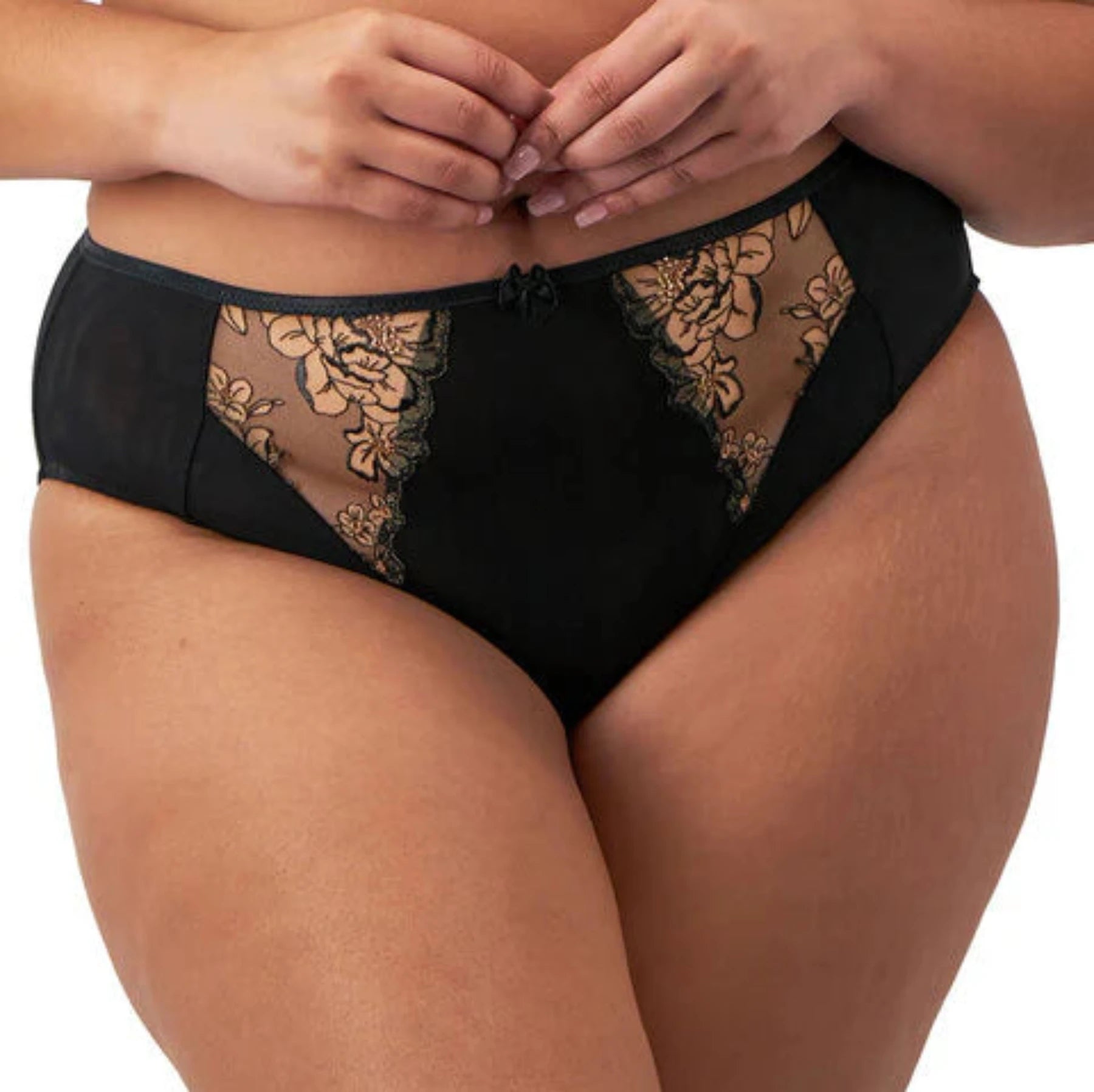 Elomi Teagan High Leg Brief EL302653 Black/Almond Front