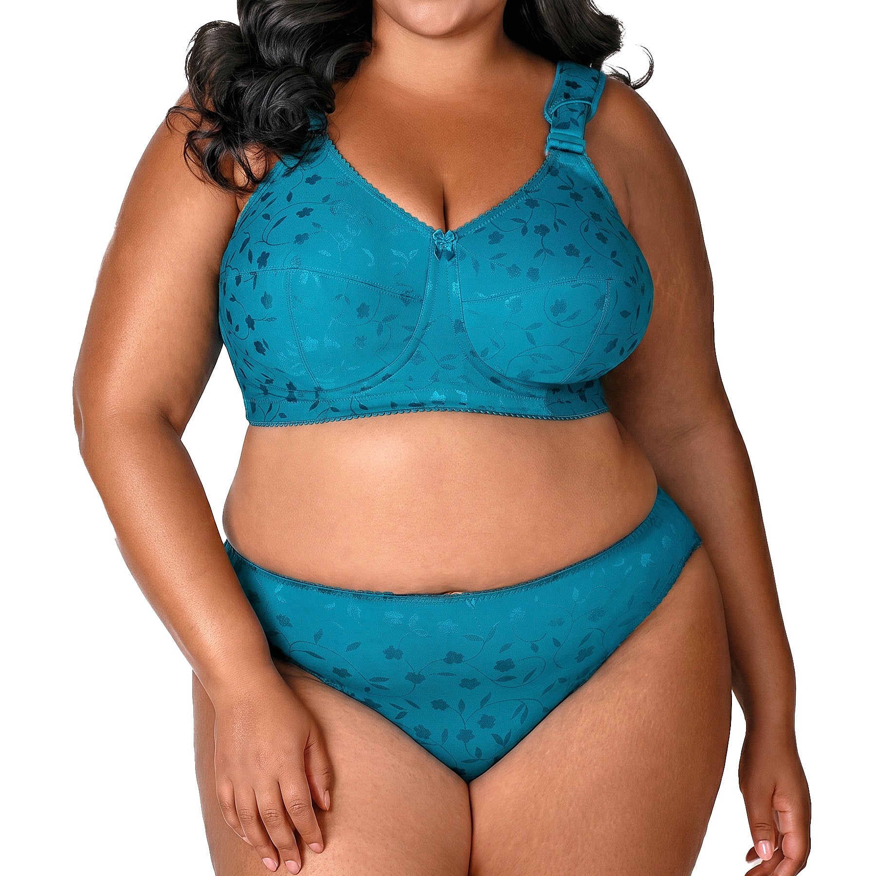 Elila Jacquard Soft Cup Bra 1305 Emerald Green Set