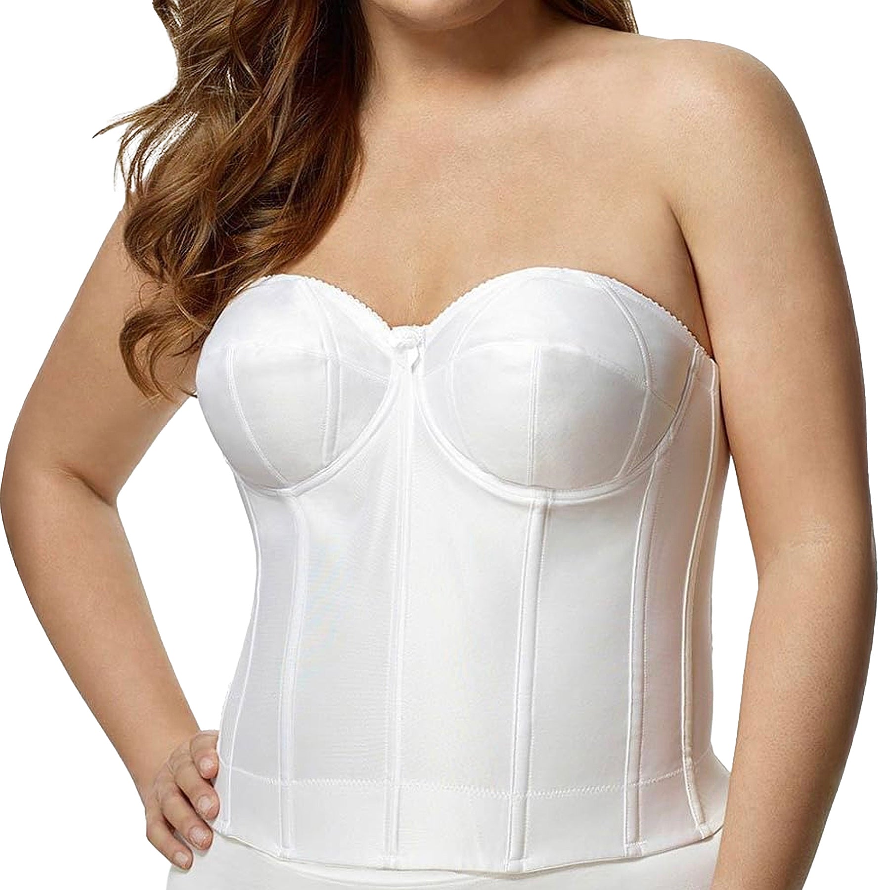 Elila Strapless Longline Bra 6420 White Front