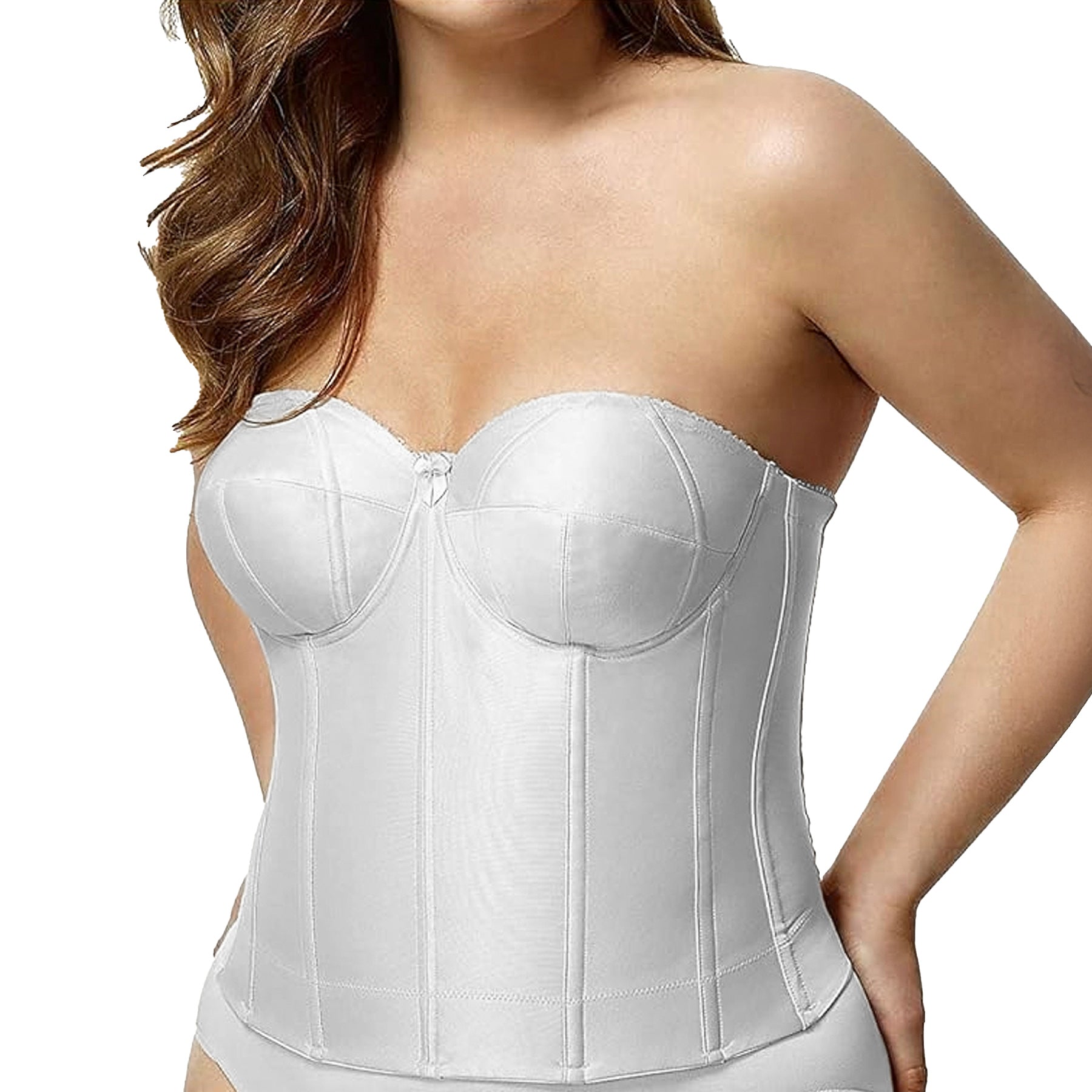 Elila Strapless Longline Bra 6421 White Front