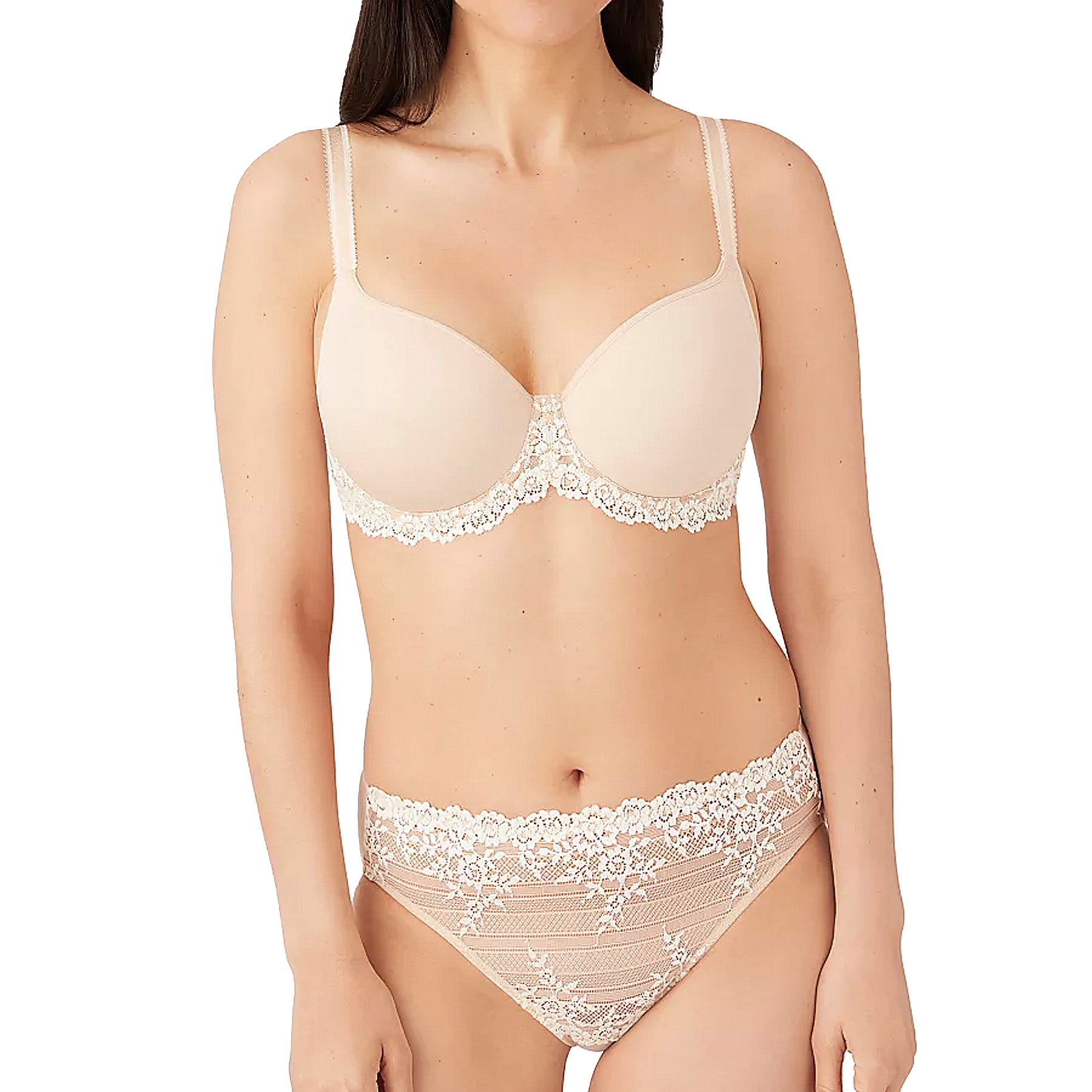 Wacoal Embrace Lace Underwire T-Shirt Bra 853191 Natural Set