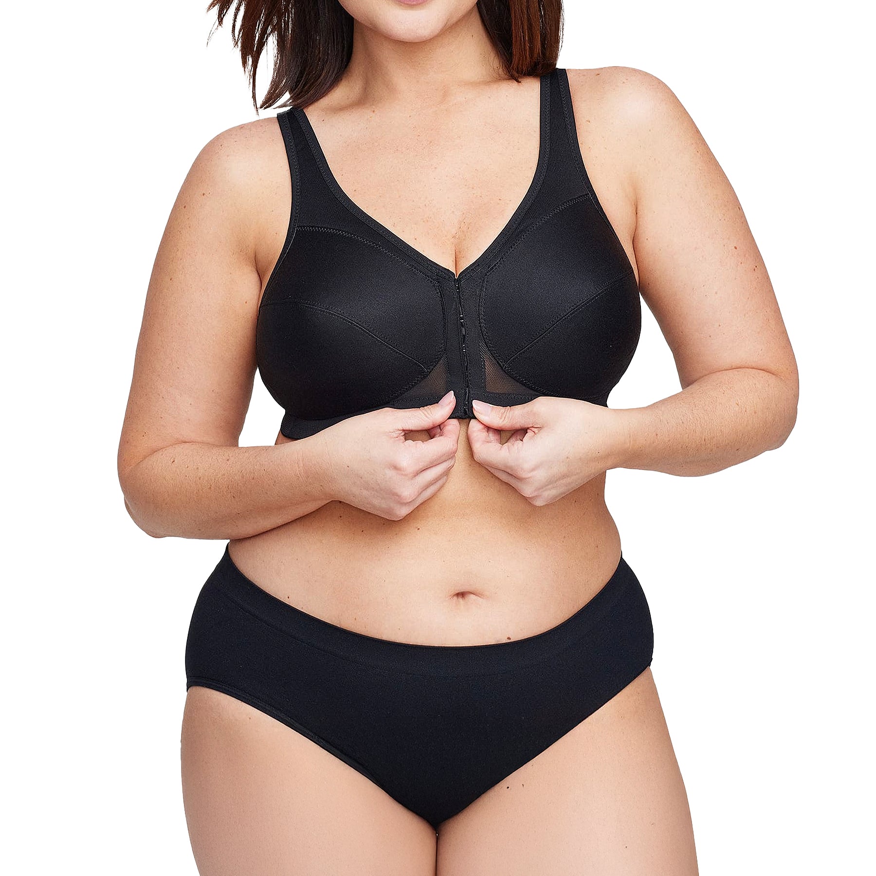 Glamorise MagicLift Front-Closure Posture Back Bra 1265 Black Set
