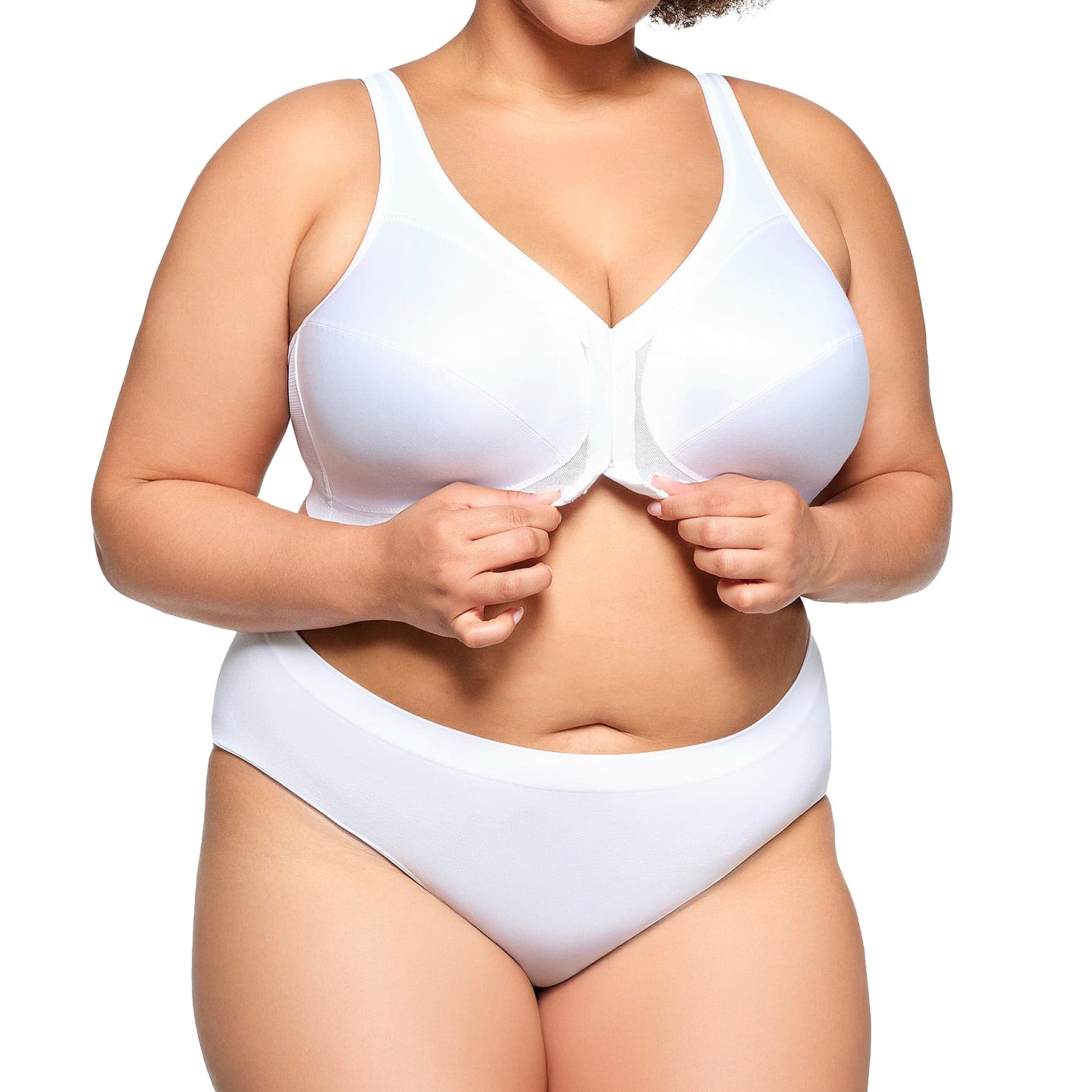 Glamorise MagicLift Front-Closure Posture Back Bra 1265 White Set