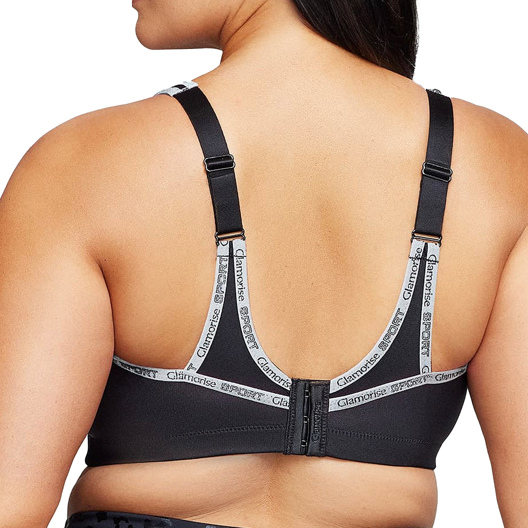 Glamorise No‑Bounce Cami Sports Bra 1066 Black Grey Back