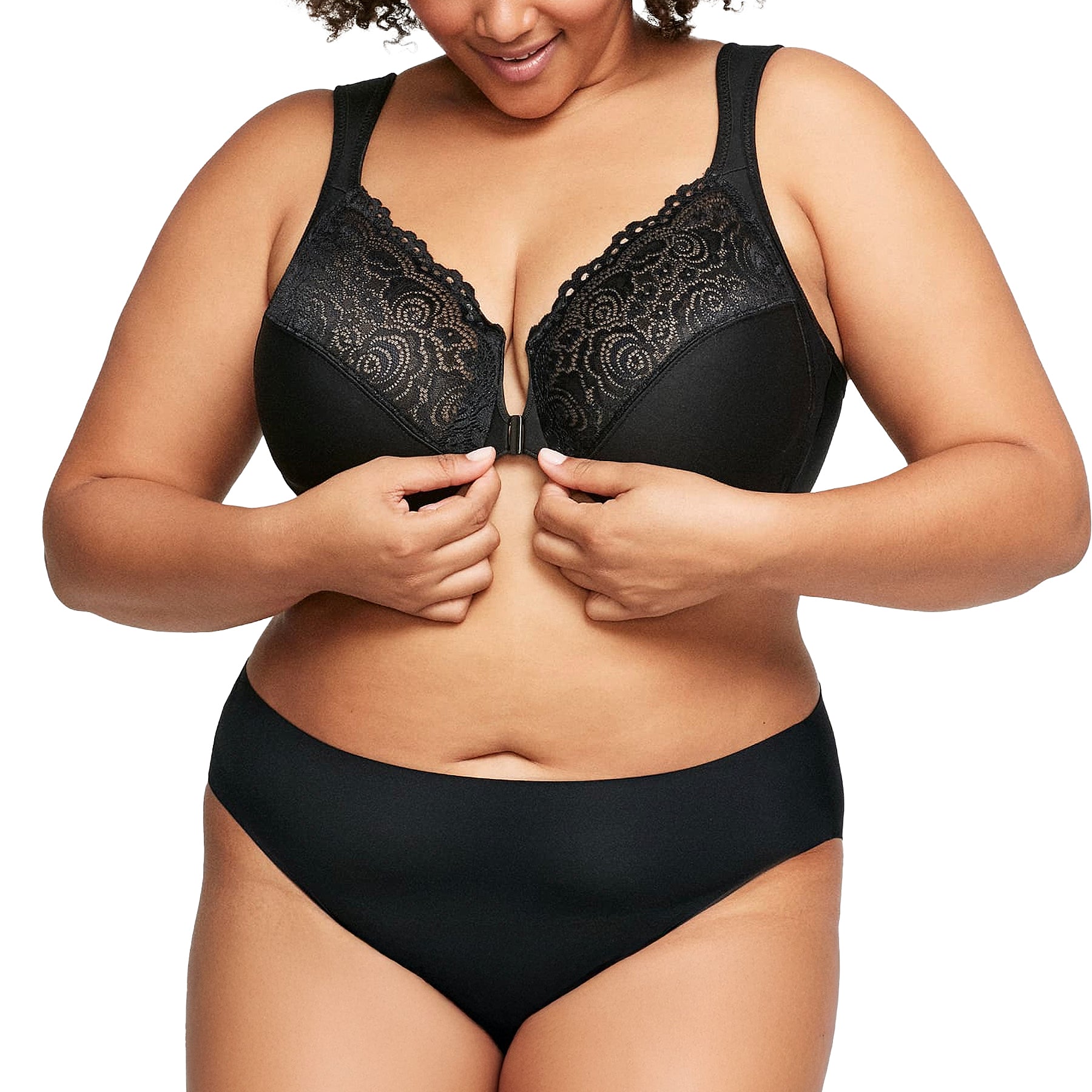 Glamorise WonderWire Front-Closure Bra 1245 Black Set