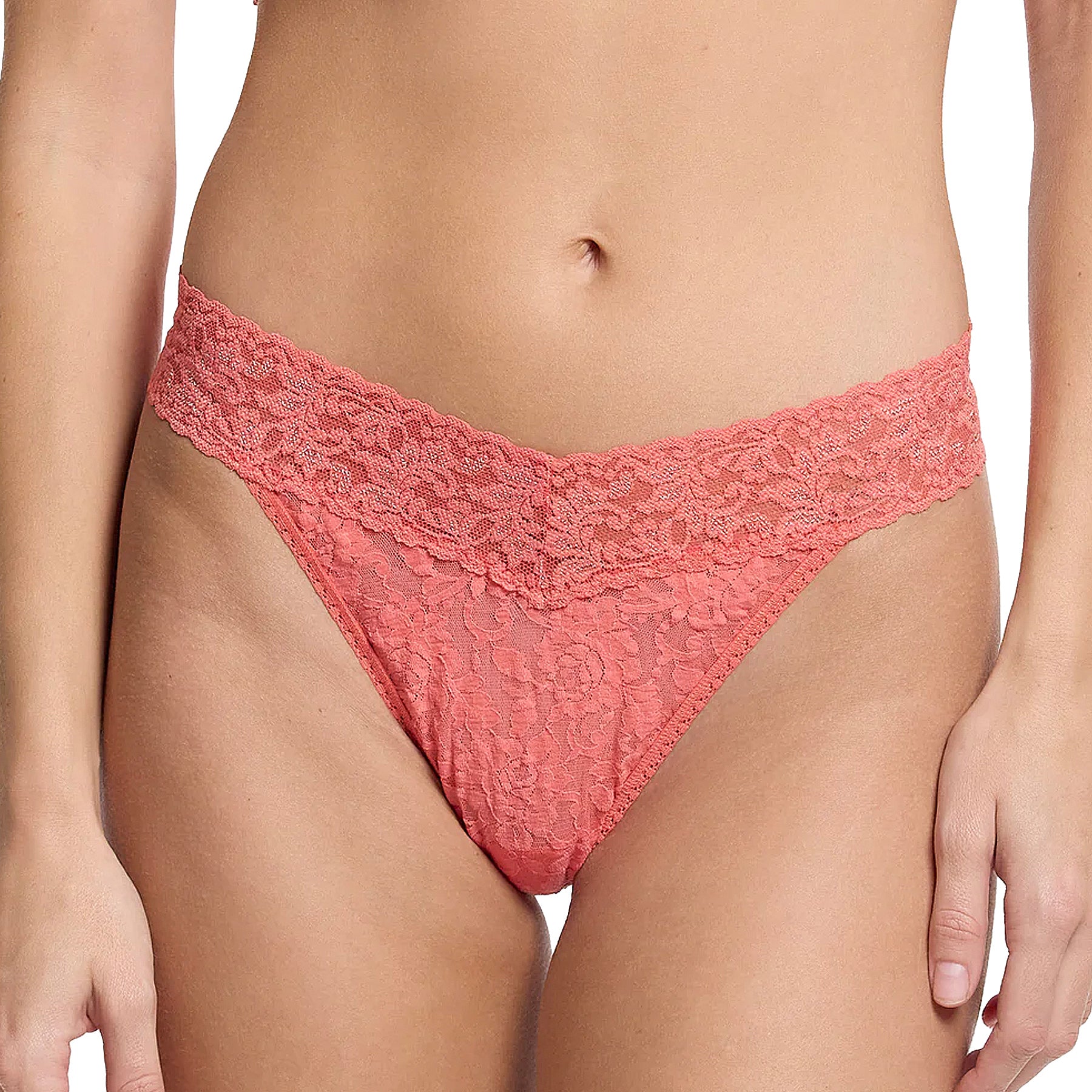 Hanky Panky Signature Lace Original Rise Thong 4811P Courageous Coral Front