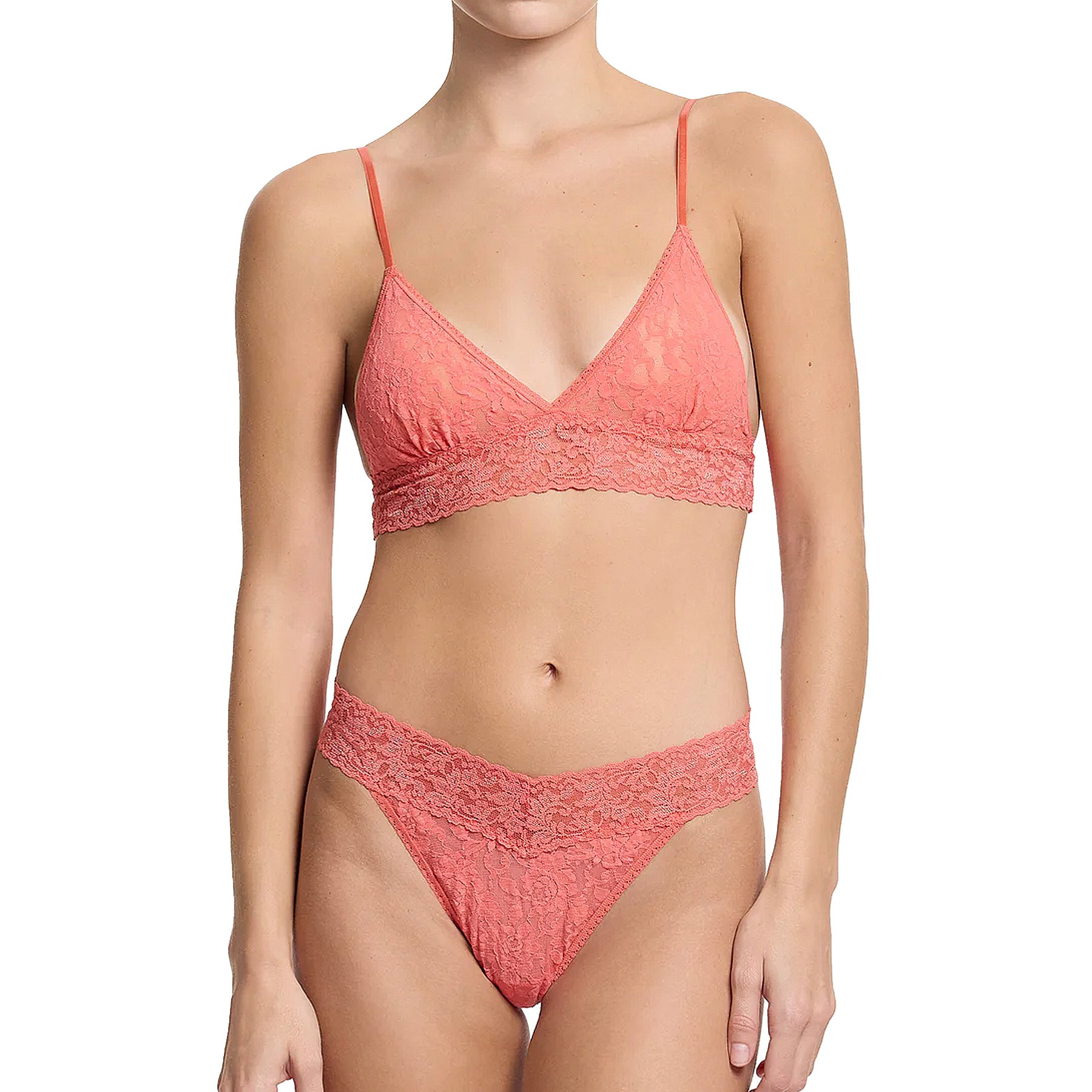 Hanky Panky Signature Lace Original Rise Thong 4811P Courageous Coral Set