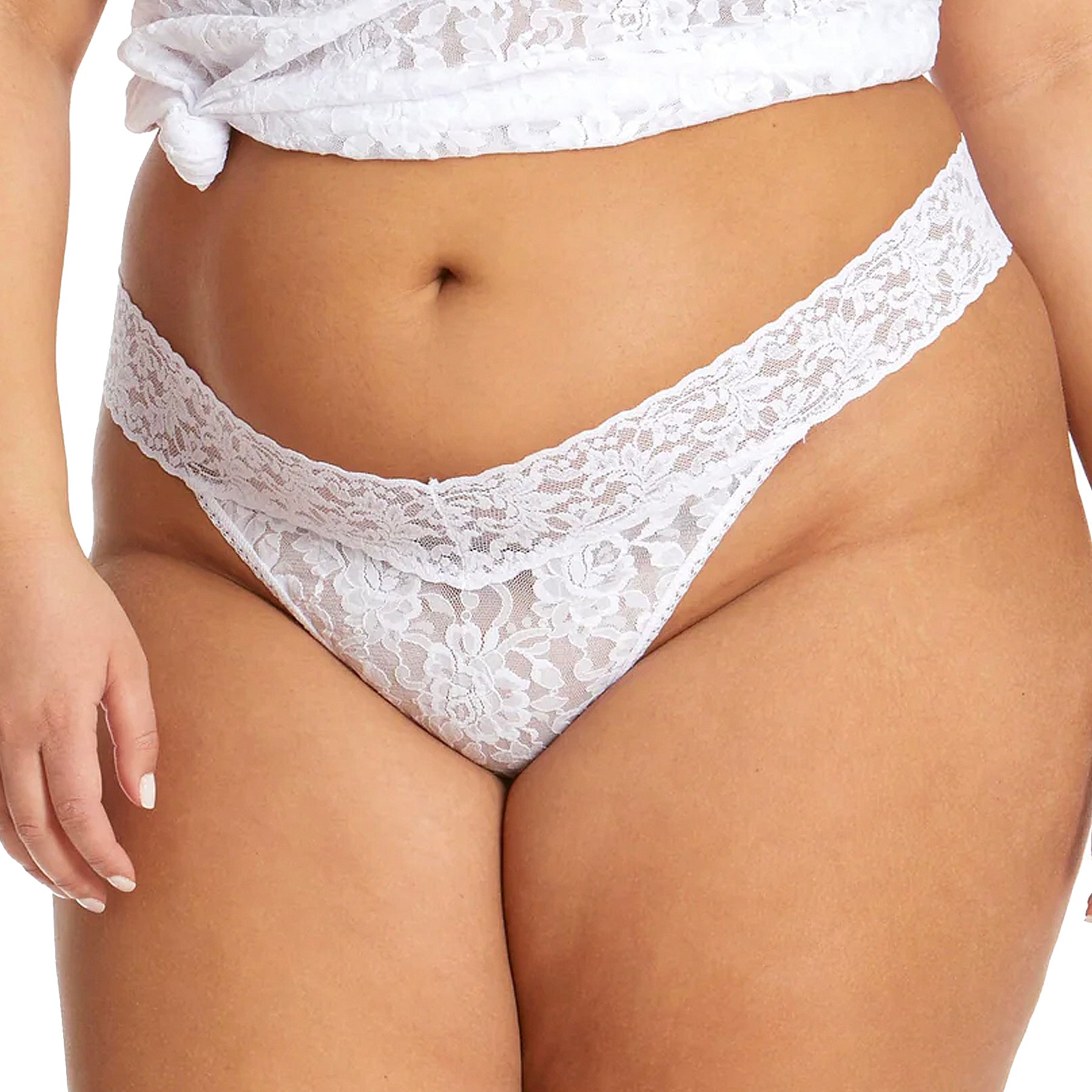 Hanky Panky Signature Lace Original Rise Thong 4811P White Front