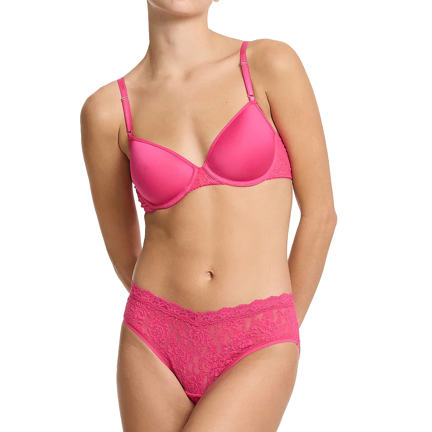 Hanky Panky Signature Lace® V-Front High Cut Brief 482274 Un-Beet-Able Pink Set