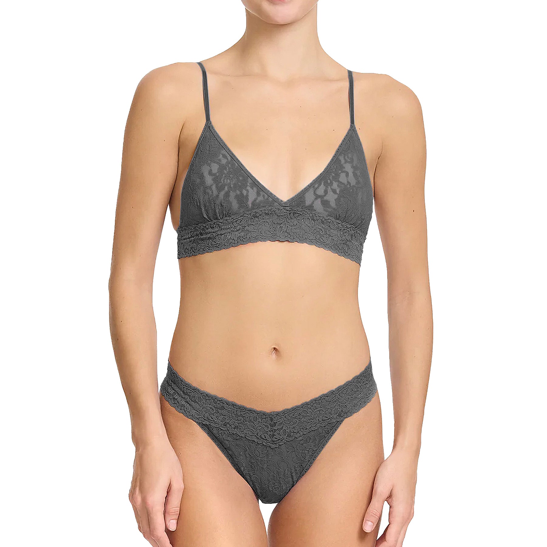 Hanky Panky Signature Lace Original Rise Thong 4811P Granite Set