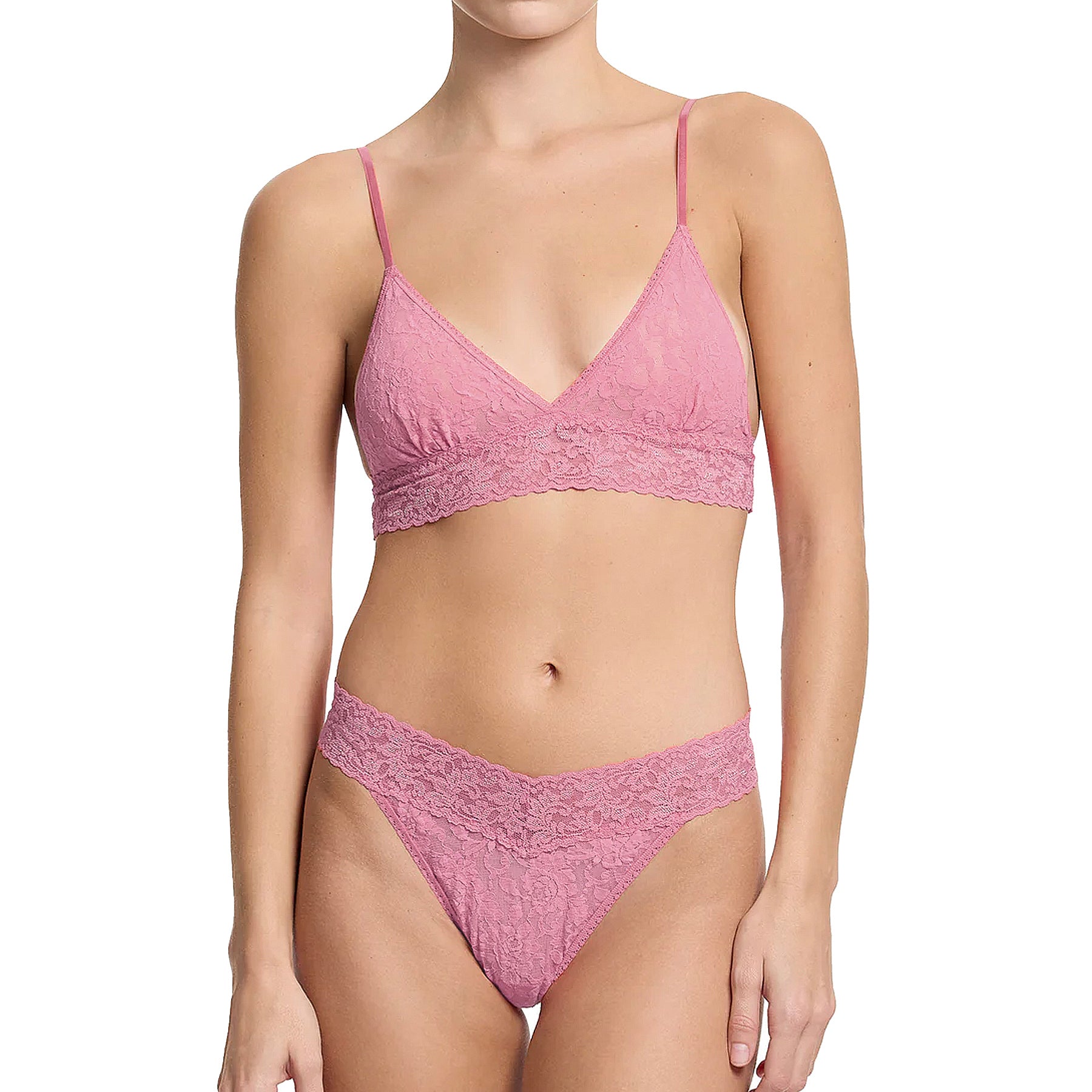 Hanky Panky Signature Lace Original Rise Thong 4811P Pink Orchid Set