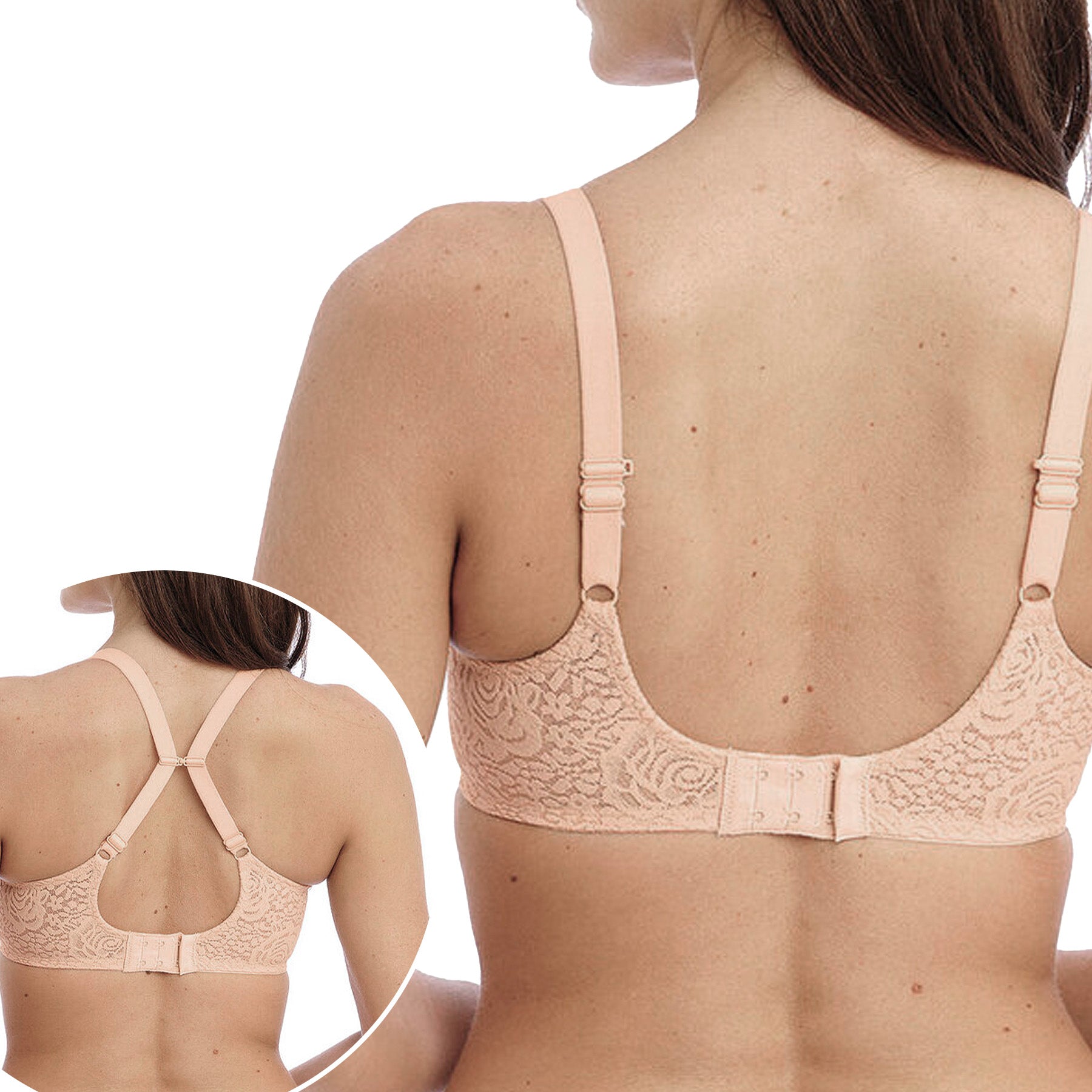 Wacoal Halo Lace Molded Underwire Bra with J-Hook 851205 Sand Back