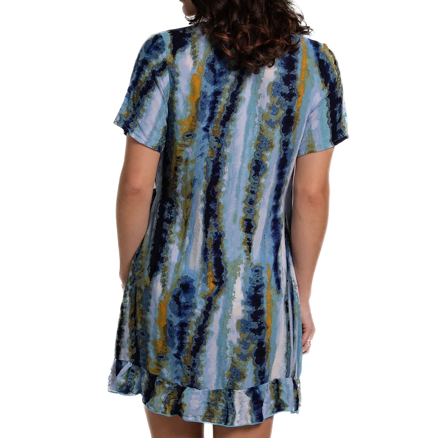 J Valdi Cascada Ruffle Hem Wrap Dress Cover Up J15455 Blue Multi Back
