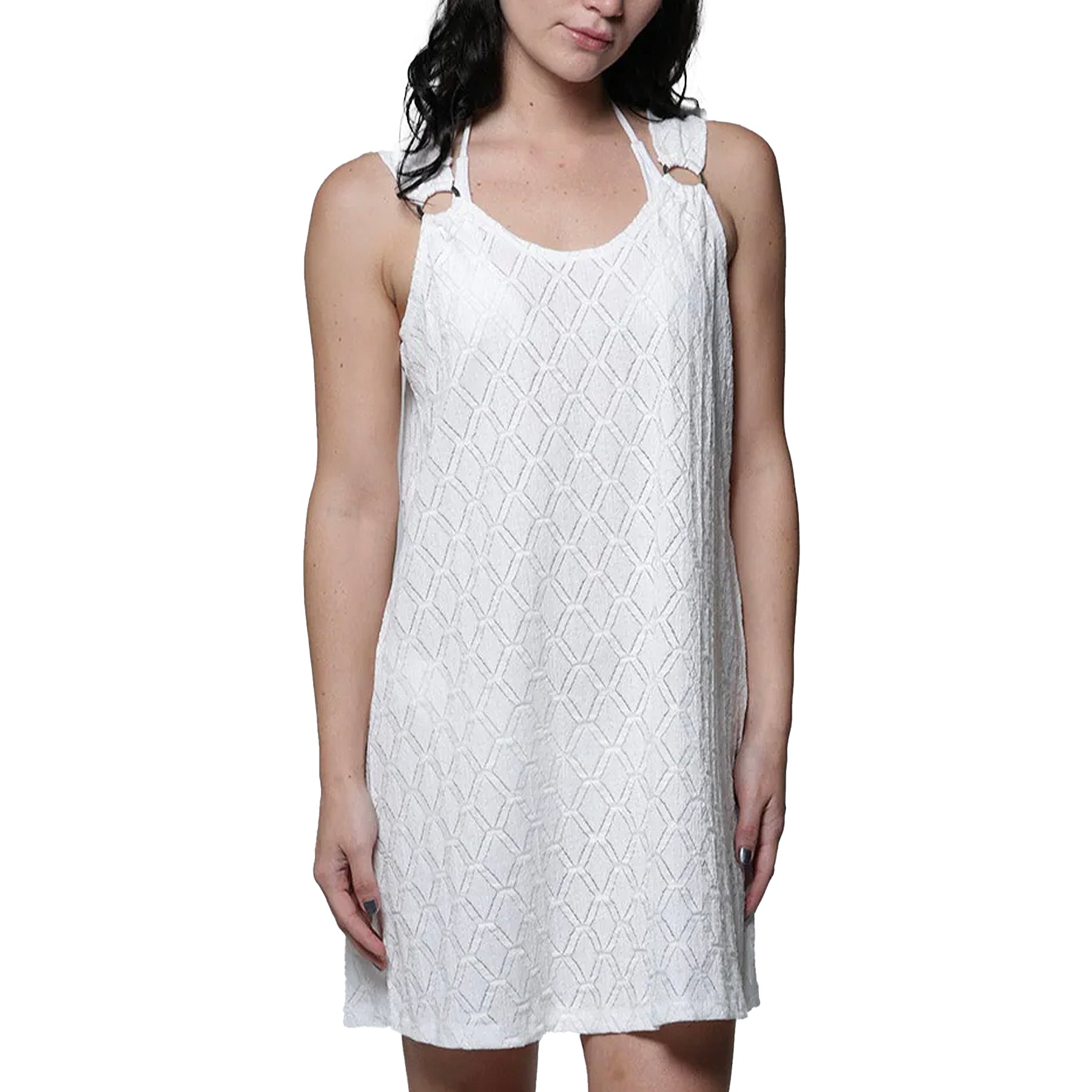 J Valdi Athena Ring Tank Dress Coverup J10386 White Front