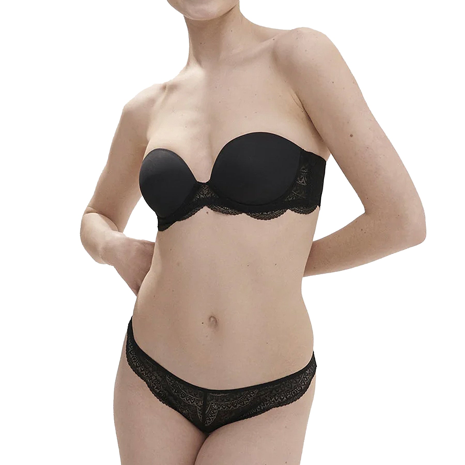 Simone Perele Karma Strapless Plunge Bra 12V302 Black Set