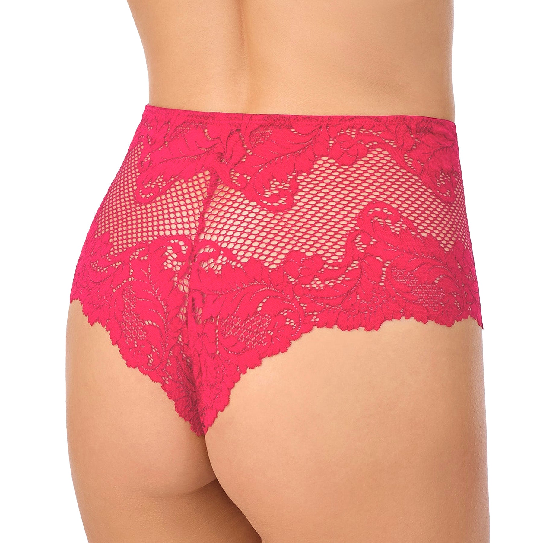 Le Mystère Lace Allure High Waist Thong Panty 7946 Bright Pink Back