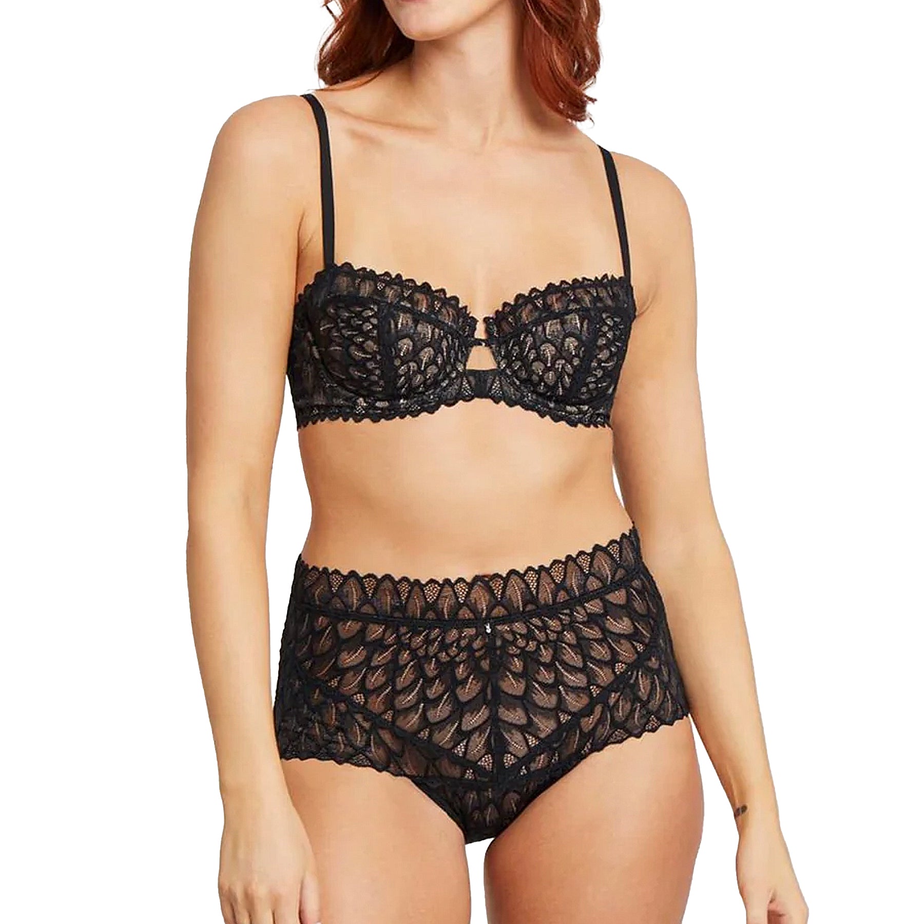 Montelle Lacy Keyhole Bra 9308 Black Set