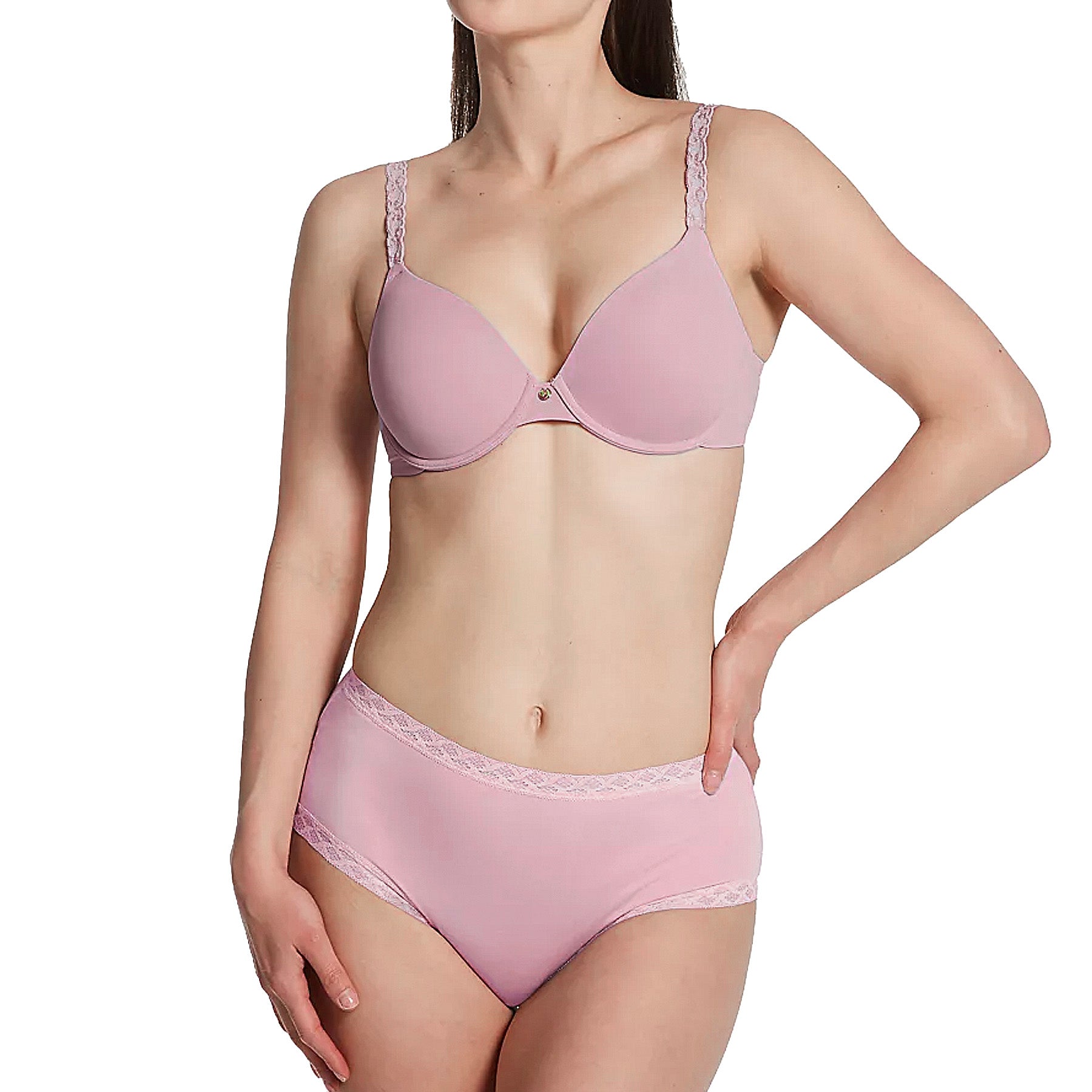 Natori Bliss Cotton Full Brief Panty 755058 Pink Velvet Set