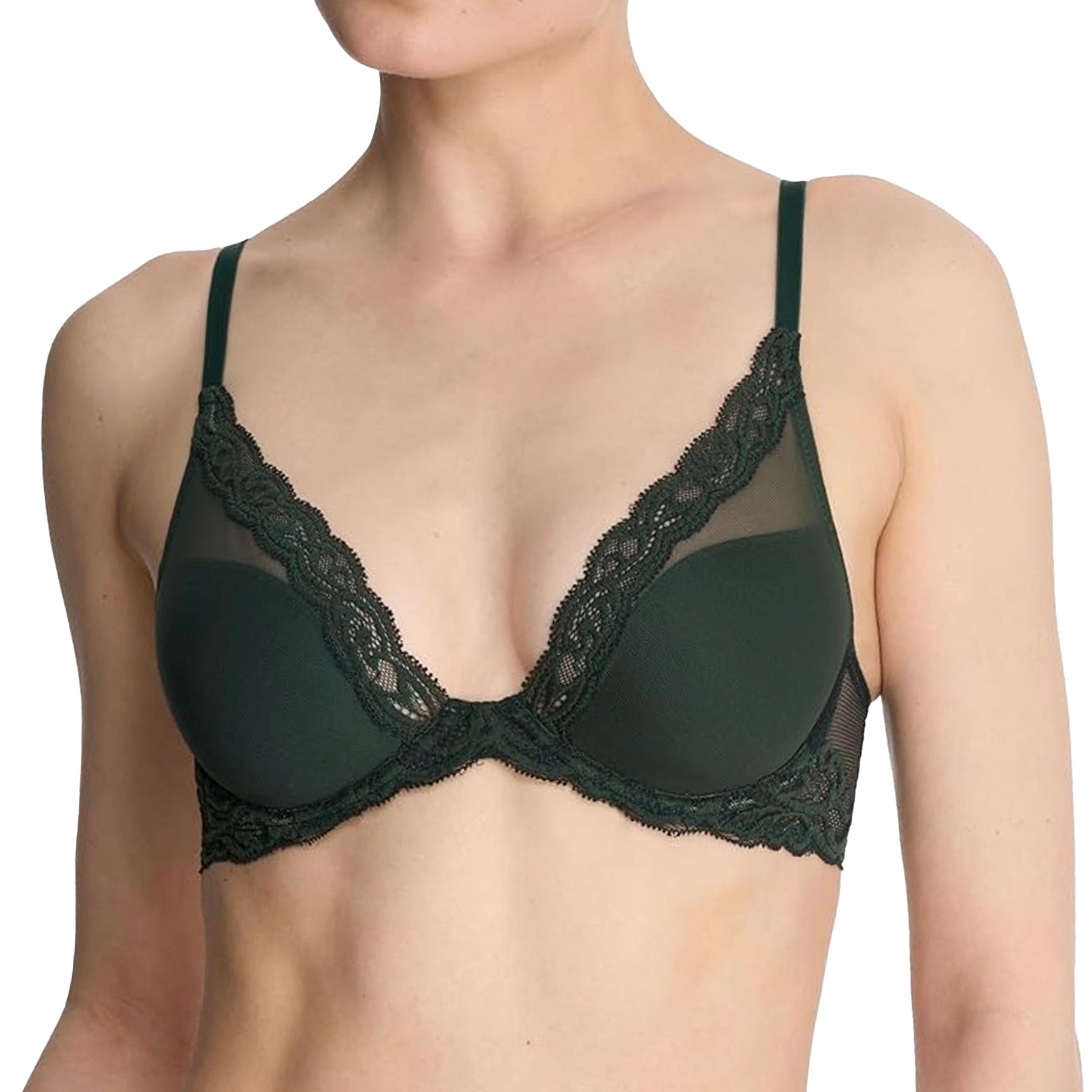 Natori Feathers Contour Plunge Bra 730023 Dark Forest Front
