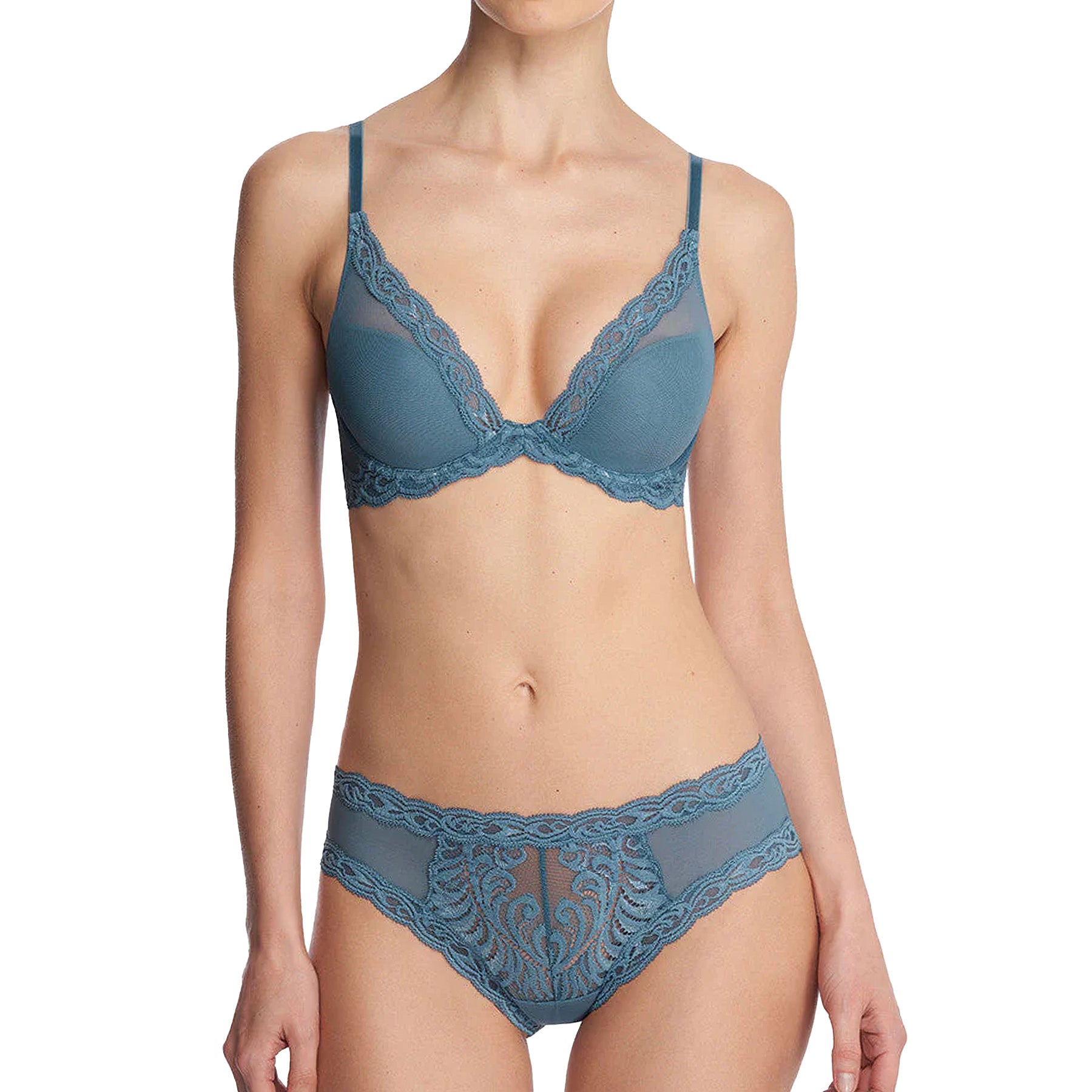 Natori Feathers Contour Plunge Bra 730023 Poolside Set