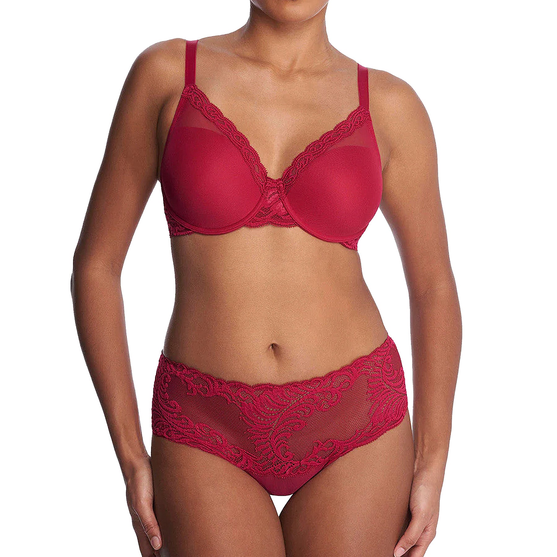 Natori Feathers Full Figure Contour Underwire Bra 741299 Pomegranate Set