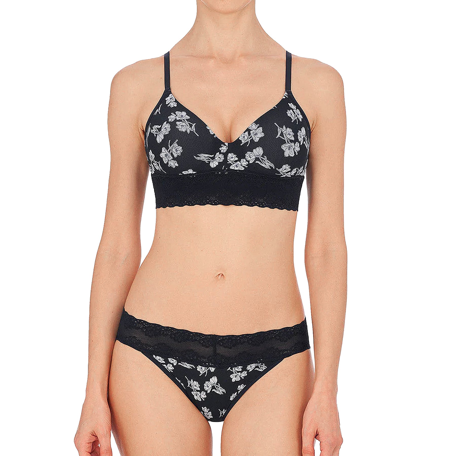 Natori Bliss Perfection Contour Soft Cup Bra 723154 Navy Poppy Set