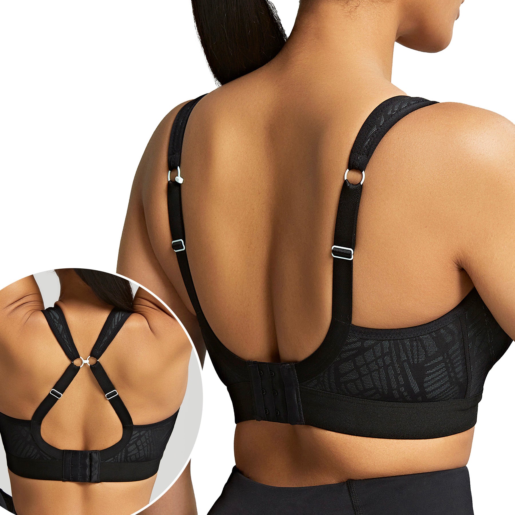 Panache Non Wired Sports Bra 7341C Black/Ice Blue Back