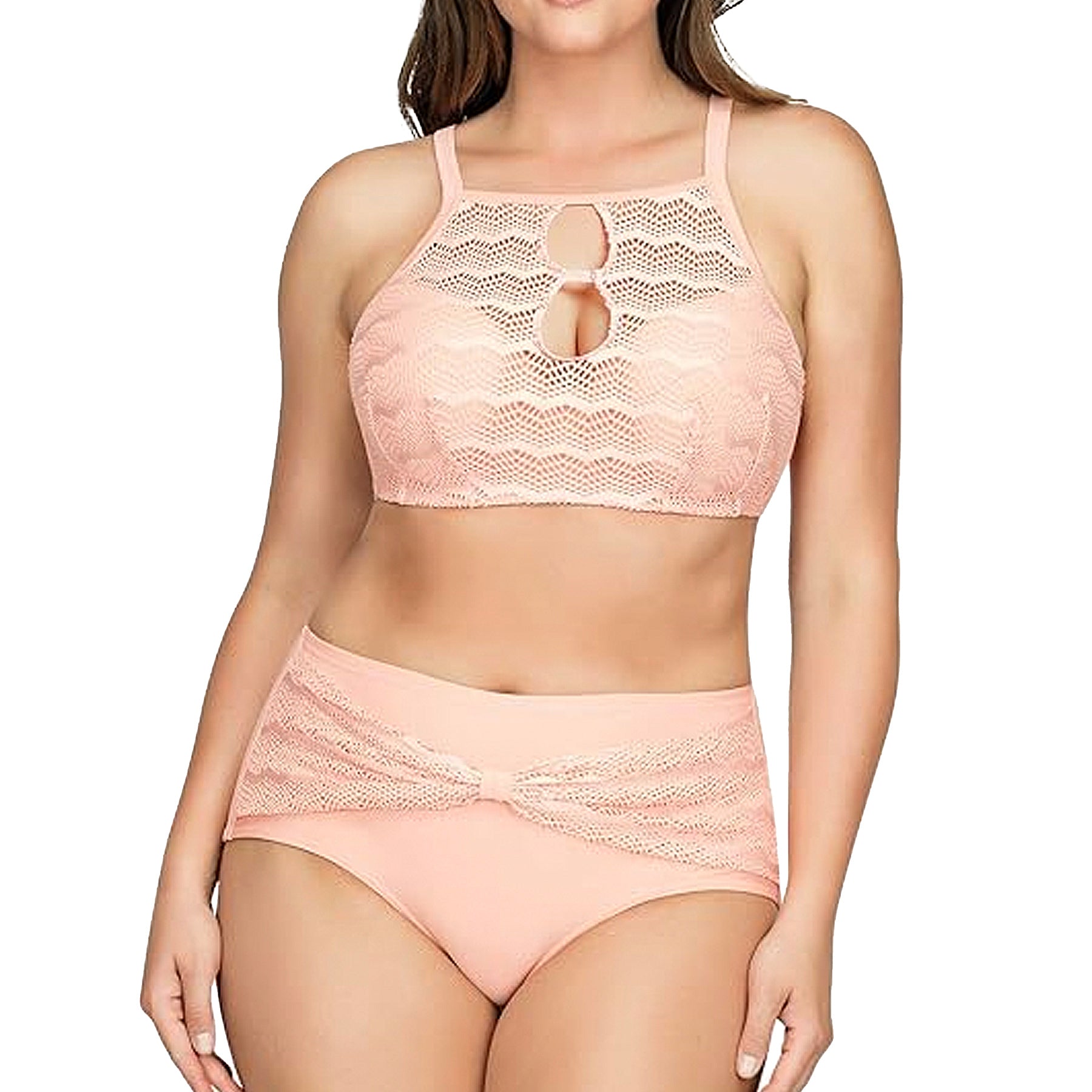 Parfait High Waist Bikini Bottom S8075 Peach Set