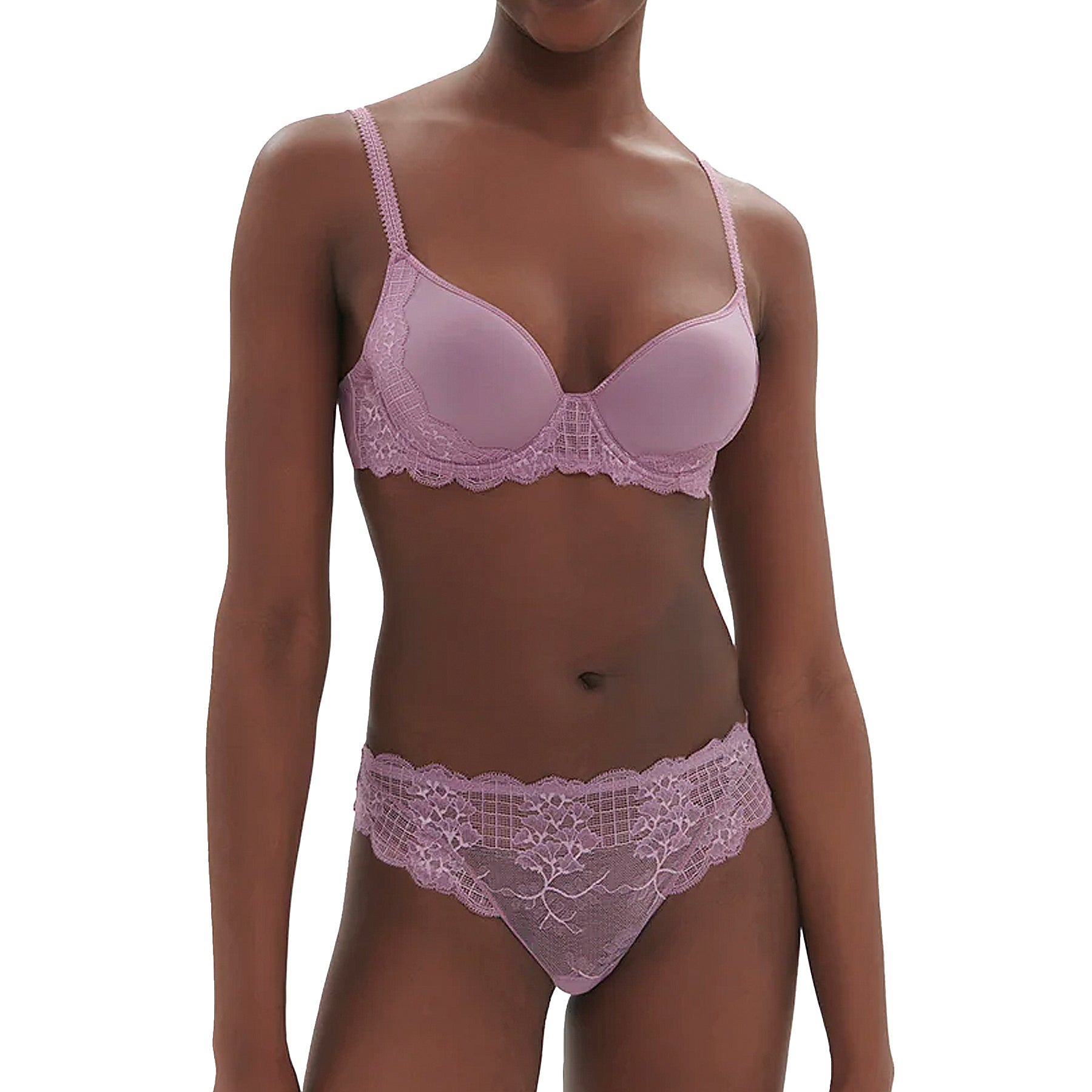 Simone Perele Reve 3D Plunge Bra 12Z316 Mauve Glamour Set