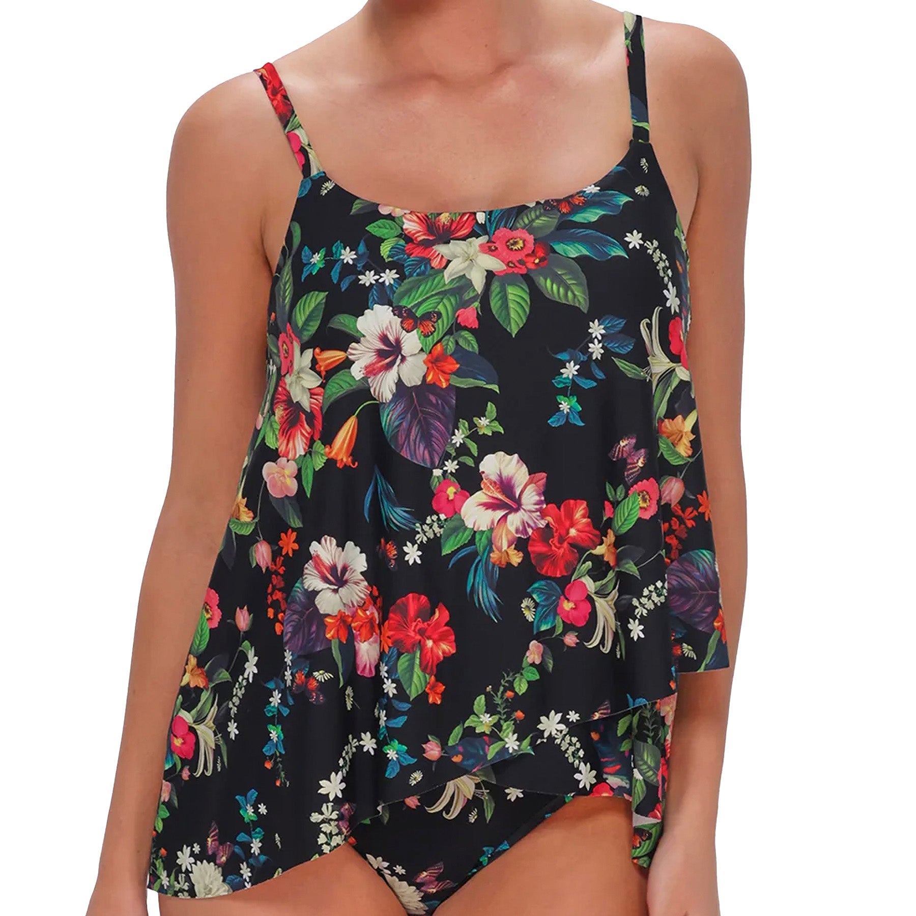 Sunsets Elena Tankini Top 763 Fleur Noire Front