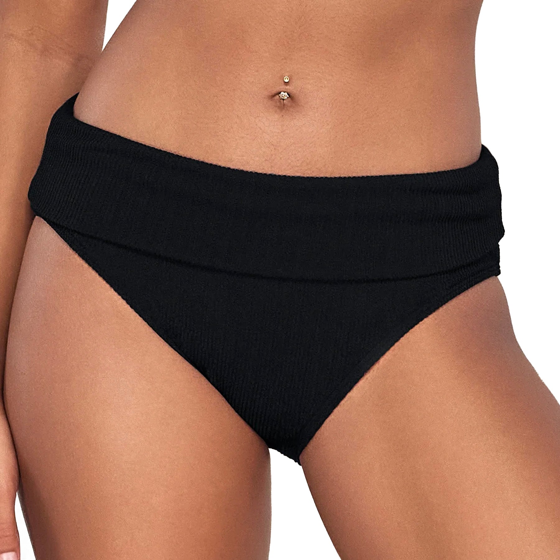 Sunsets Hannah High Waist Bikini Bottom 33B Black Pacifica Folded View