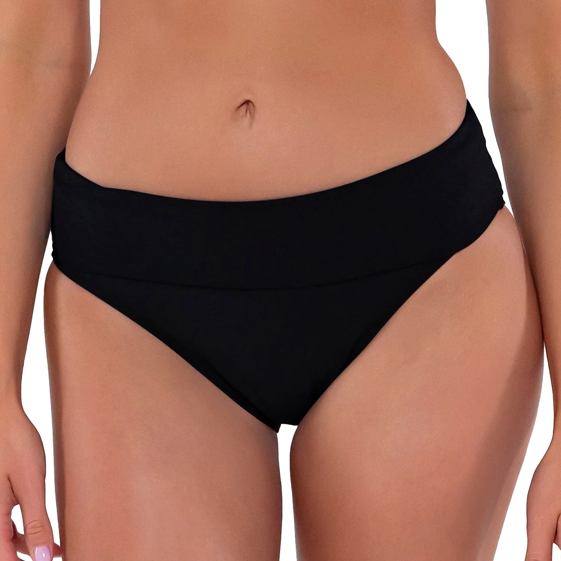 Sunsets Hannah High Waist Bikini Bottom 33B Black Folded