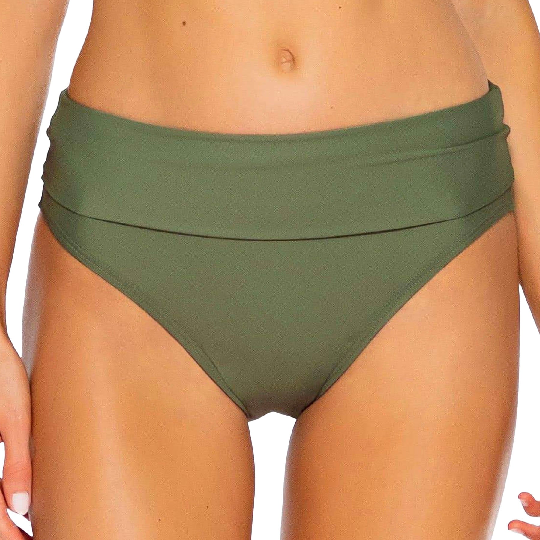 Sunsets Hannah High Waist Bikini Bottom 33B Moss Folded View