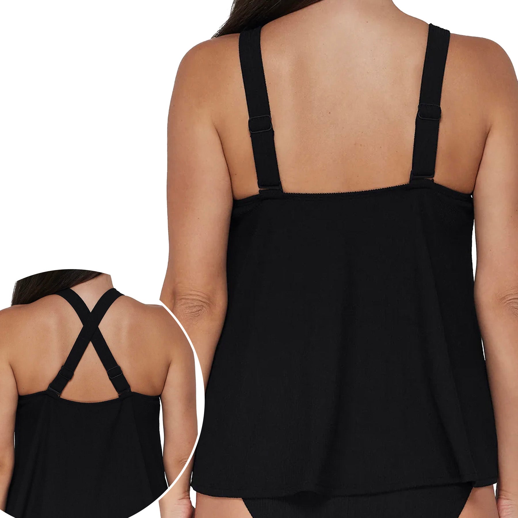 Sunsets Pacifica Black Sadie Tankini Top 964T Black Pacifica Back