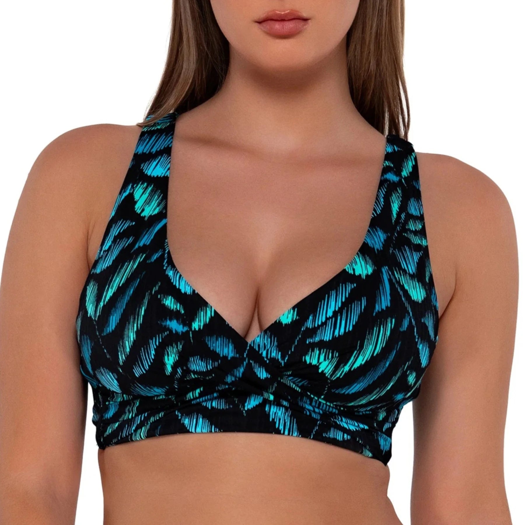 Sunsets Elsie Bikini Top 523 Cascade Seagrass Texture Front
