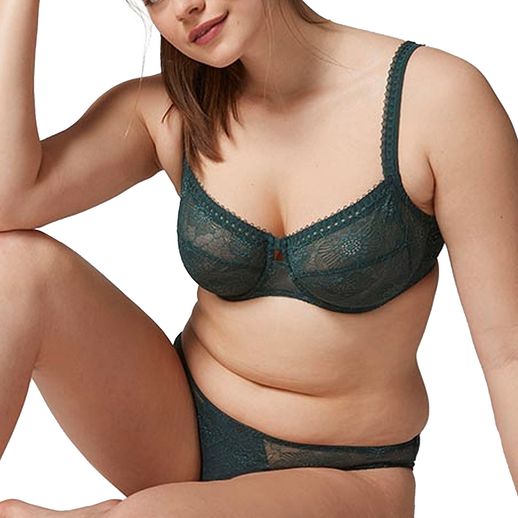 Simone Perele Swing Squared Neckline Full Cup Bra 15Y313 Agate Green Set
