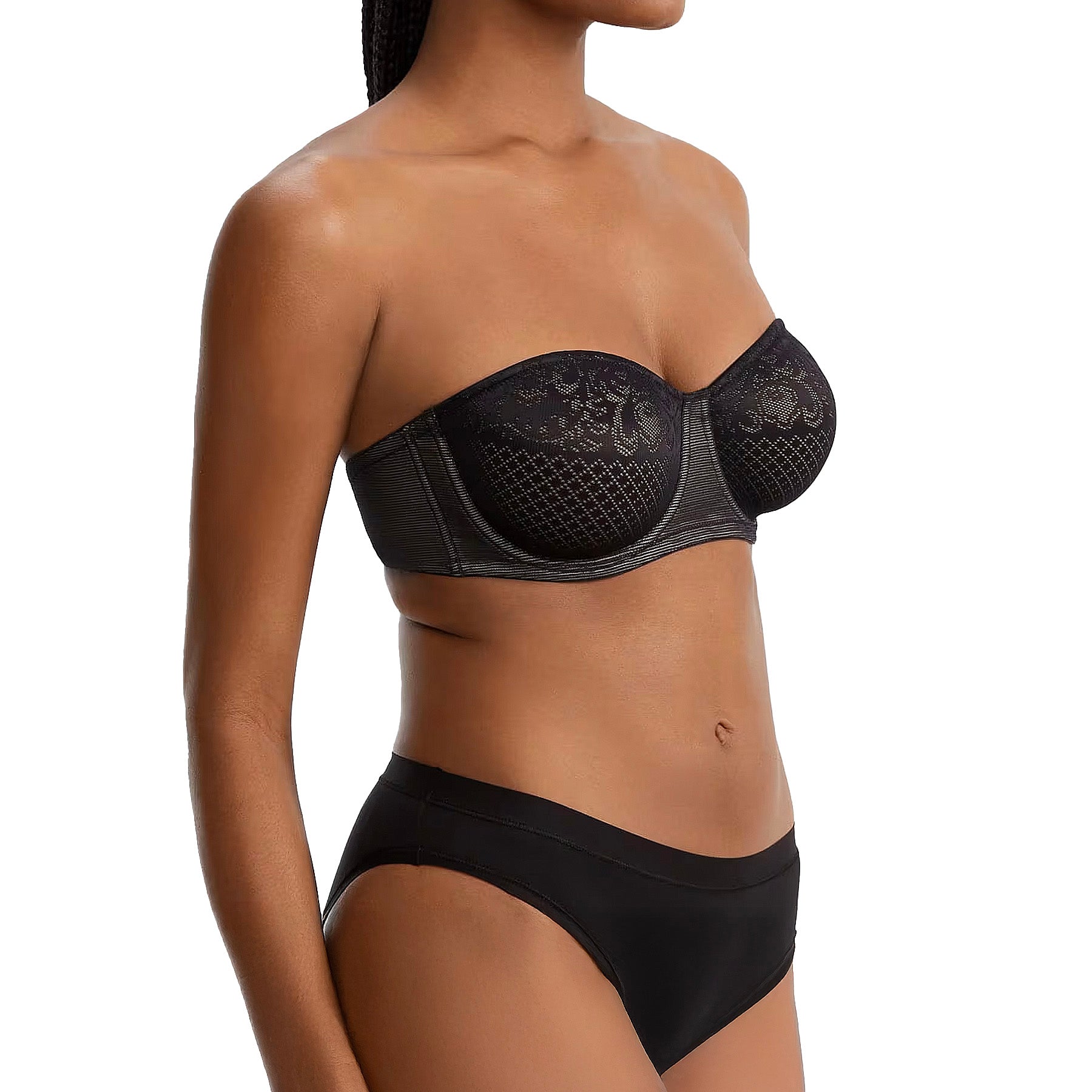 Wacoal Visual Effects Strapless Minimizer 854310 Black Set