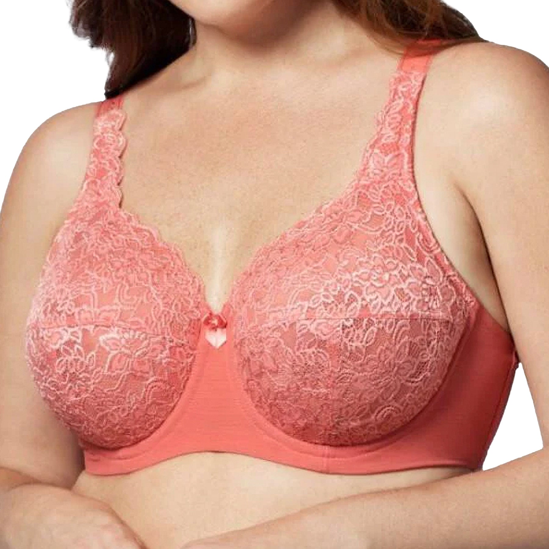 Elila Full Coverage Stretch Lace Underwire Bra 2311 Coral Front