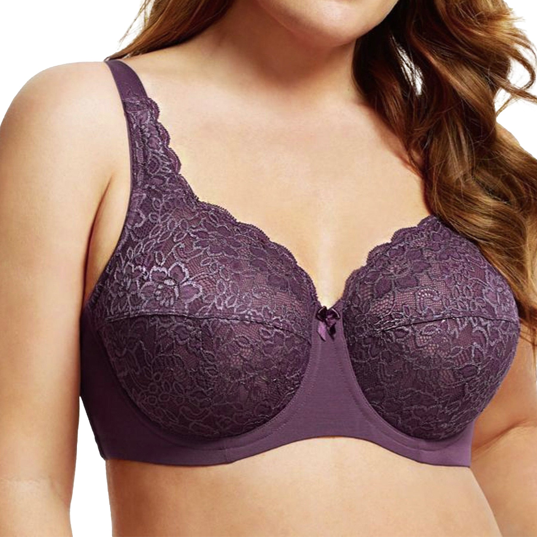 Elila Full Coverage Stretch Lace Underwire Bra 2311 Plum Front