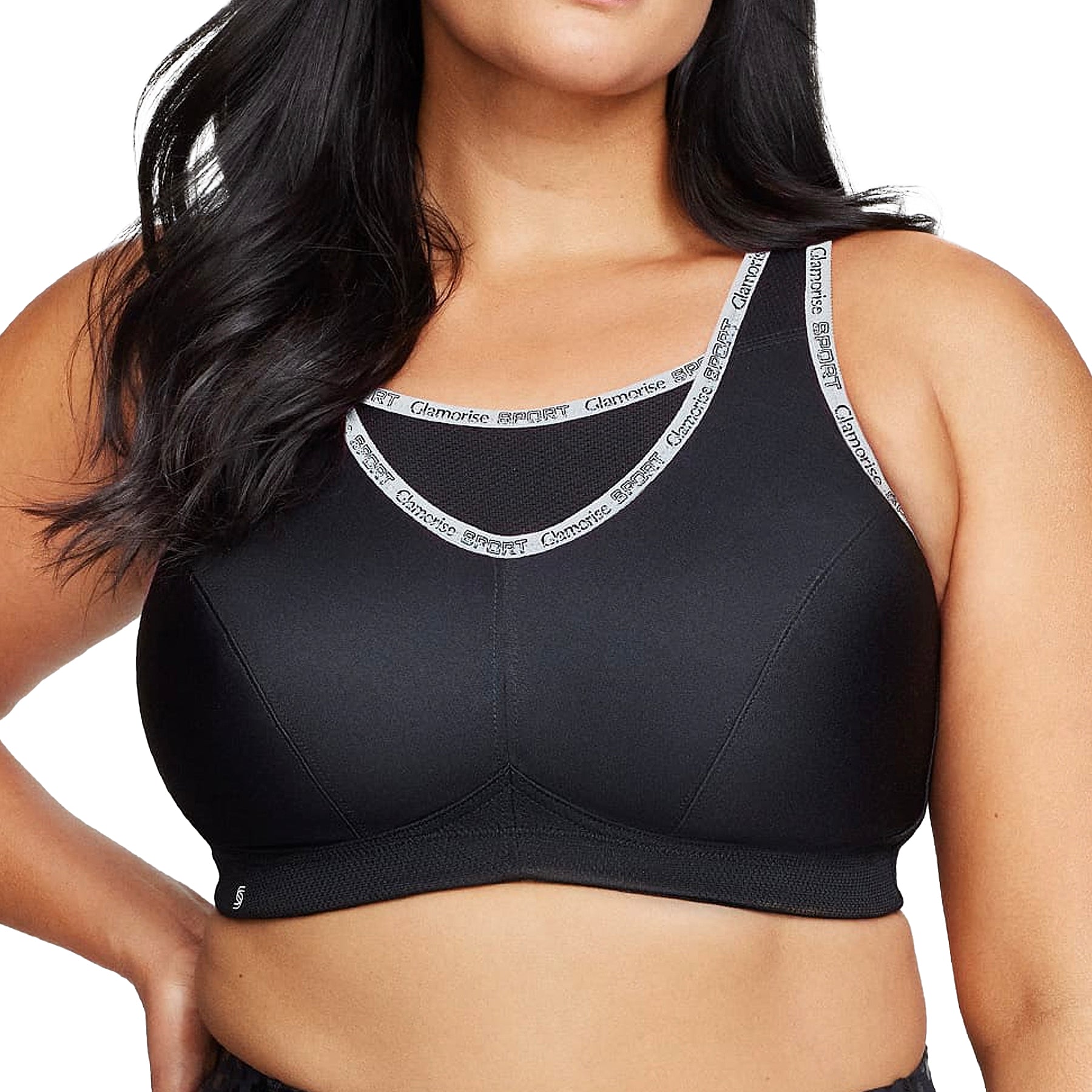 Glamorise No‑Bounce Cami Sports Bra 1066 Black Grey Front