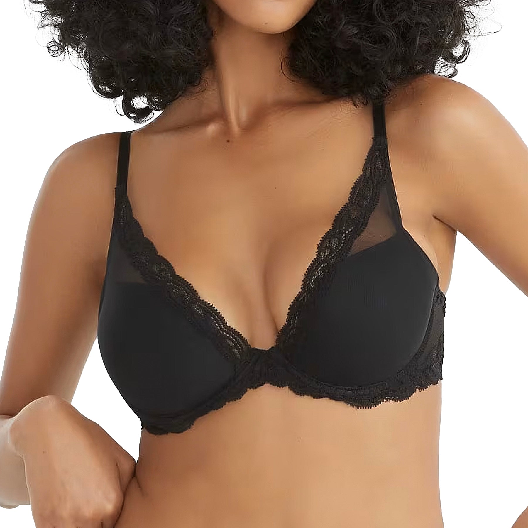 Natori Feathers Contour Plunge Bra 730023 Black Front