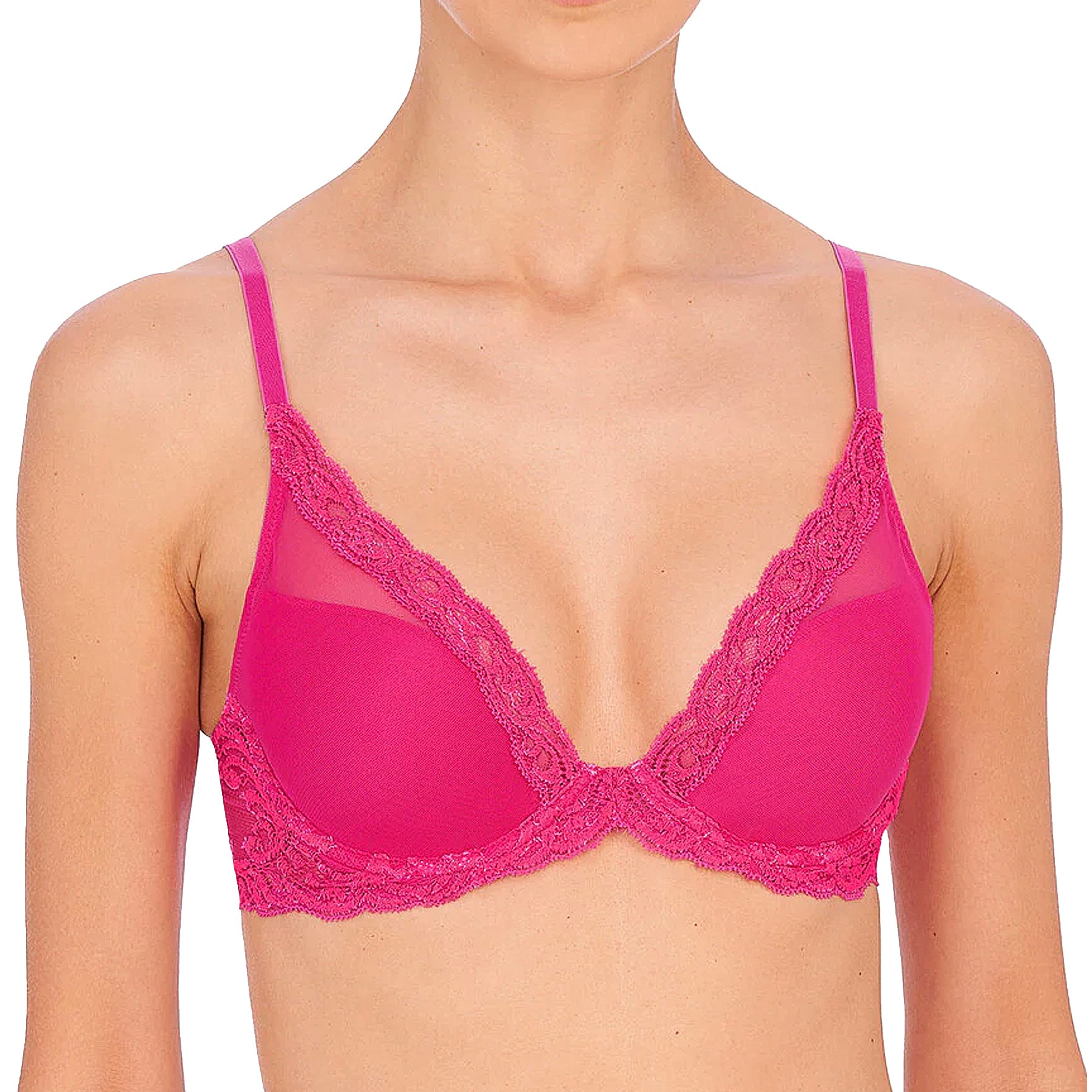 Natori Feathers Contour Plunge Bra 730023 Electric Pink Front