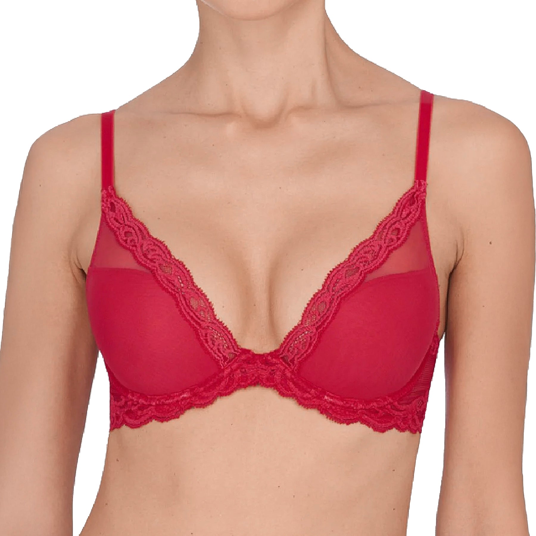 Natori Feathers Contour Plunge Bra 730023 Sunset Coral Front