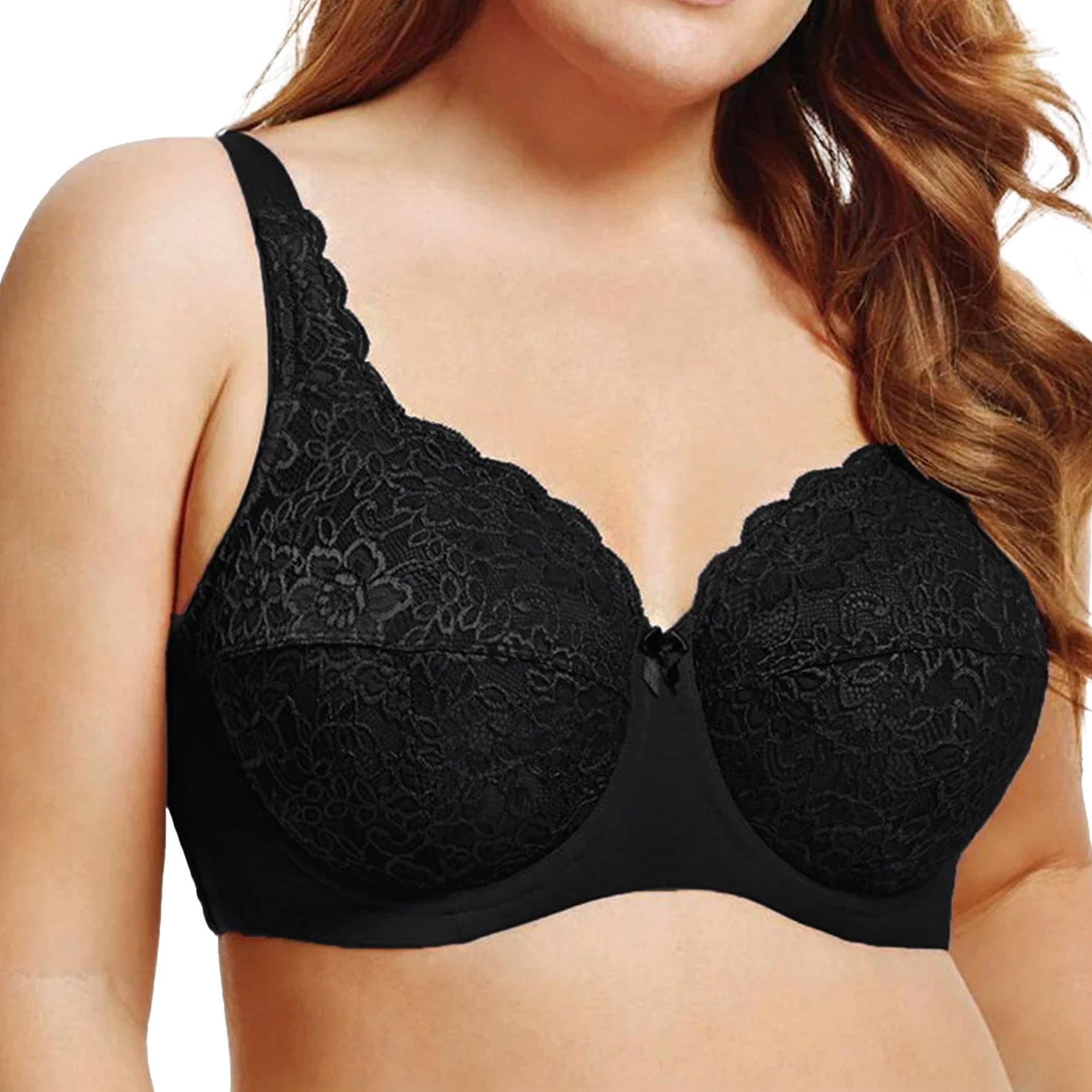Elila Full Coverage Stretch Lace Underwire Bra 2311 Black Front